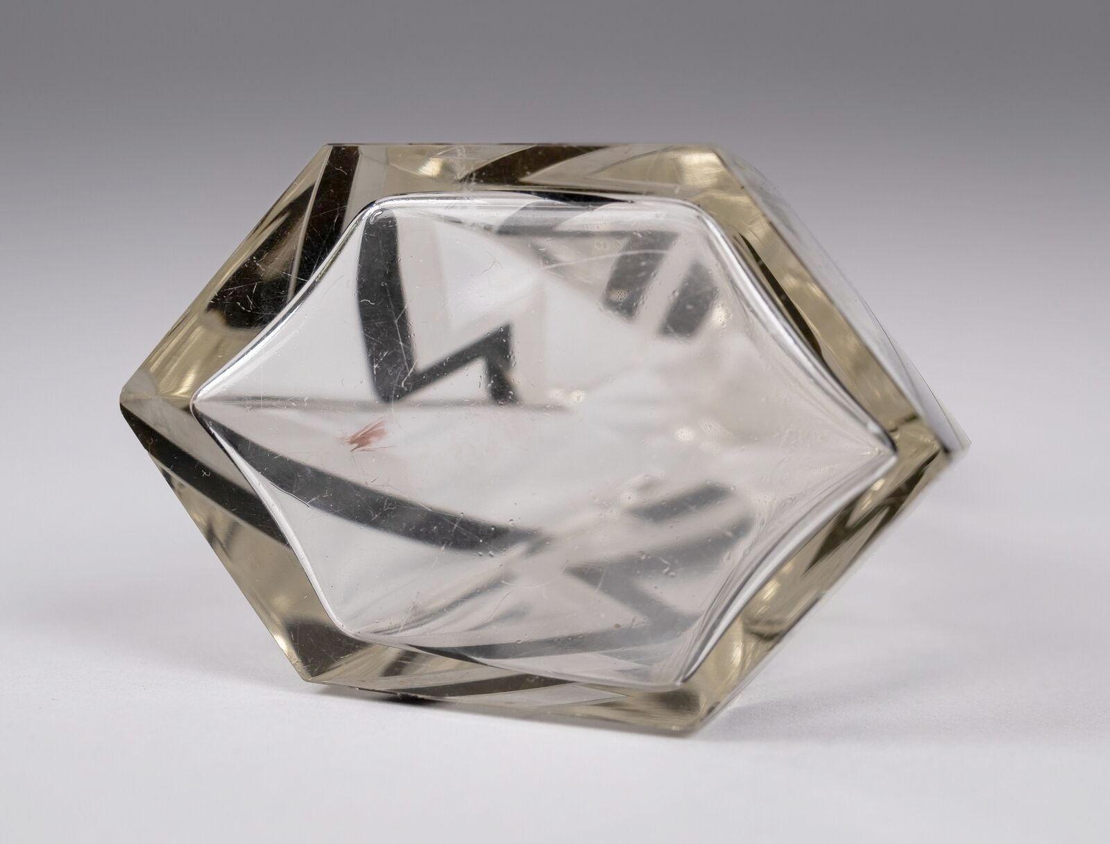 Art Deco Karaffe aus tschechischem Kristallglas und Emaille, ca. 1930er Jahre (Geschliffenes Glas) im Angebot