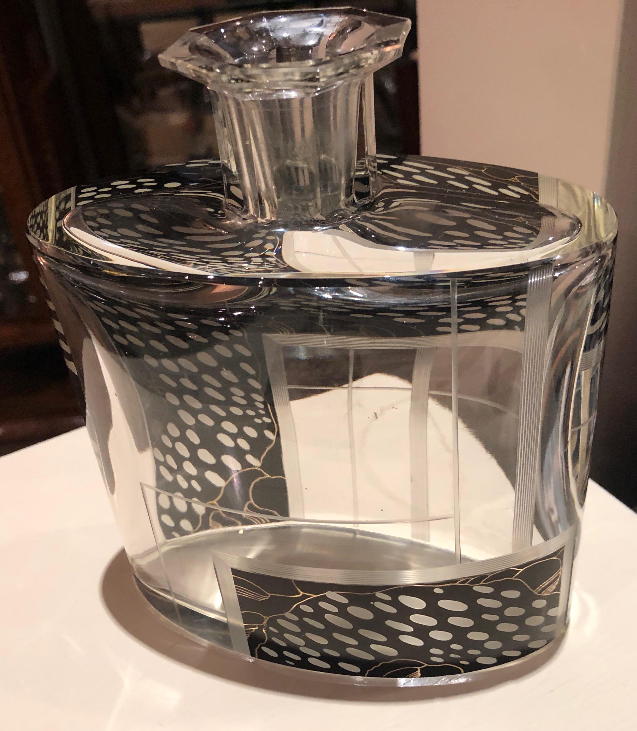 Art Deco Czech Decanter Glasses with Leopard Black Designs 7