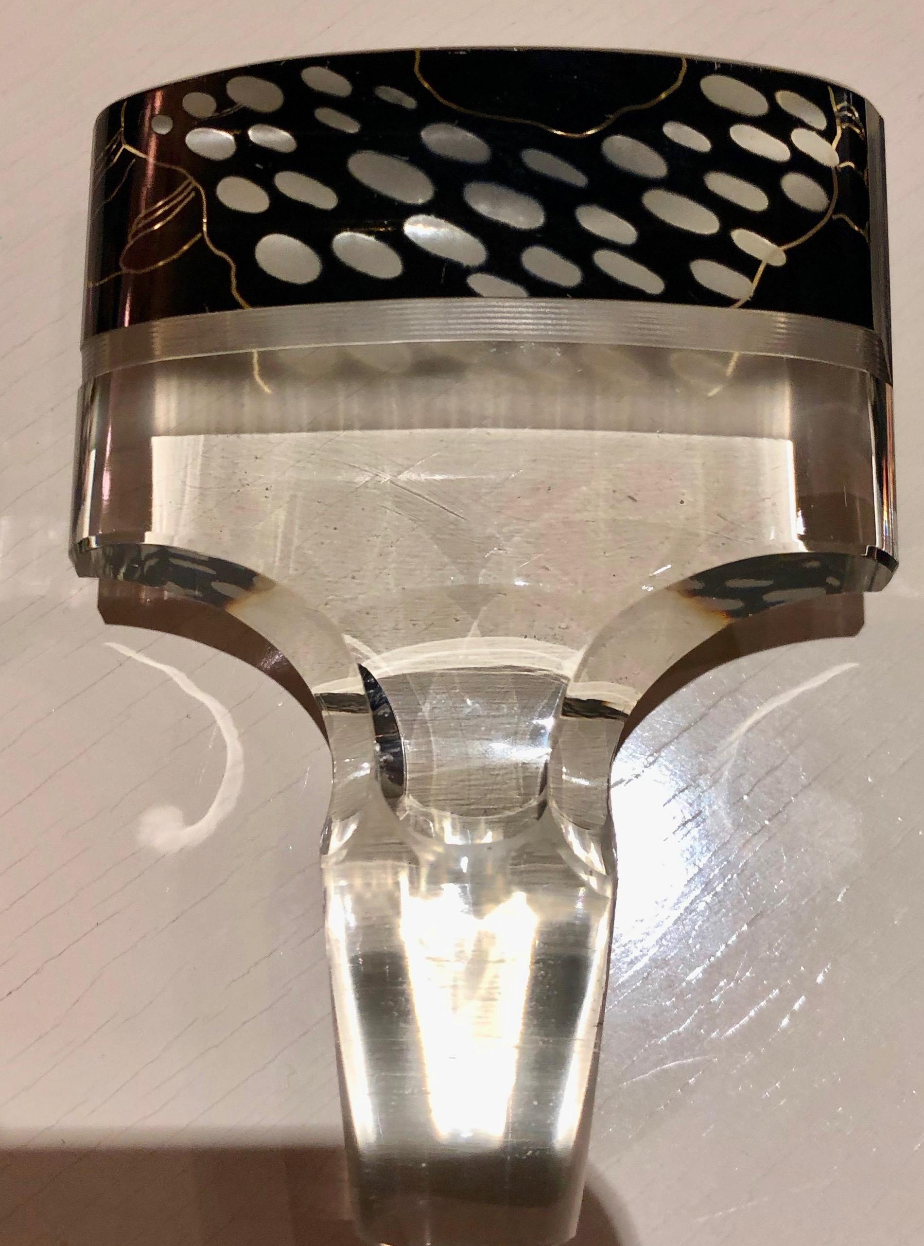 Art Deco Czech Decanter Glasses with Leopard Black Designs 5