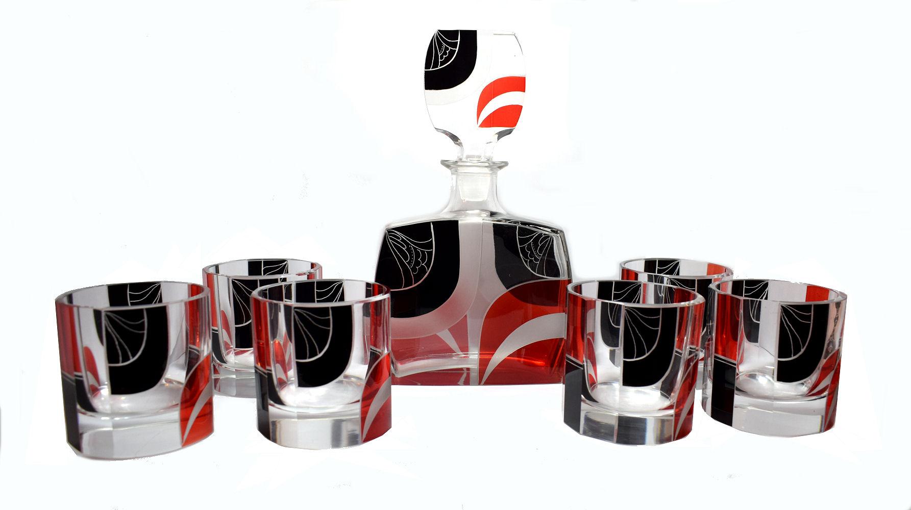 Art Deco Czech Decanter Set by Karl Palda 4