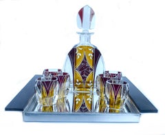Art Deco Czech Decanter Set by Karl Palda, c1930