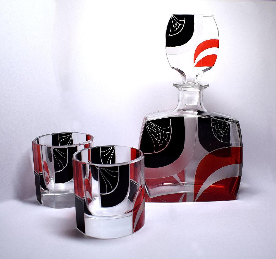 Art Deco Czech Decanter Set by Karl Palda 3