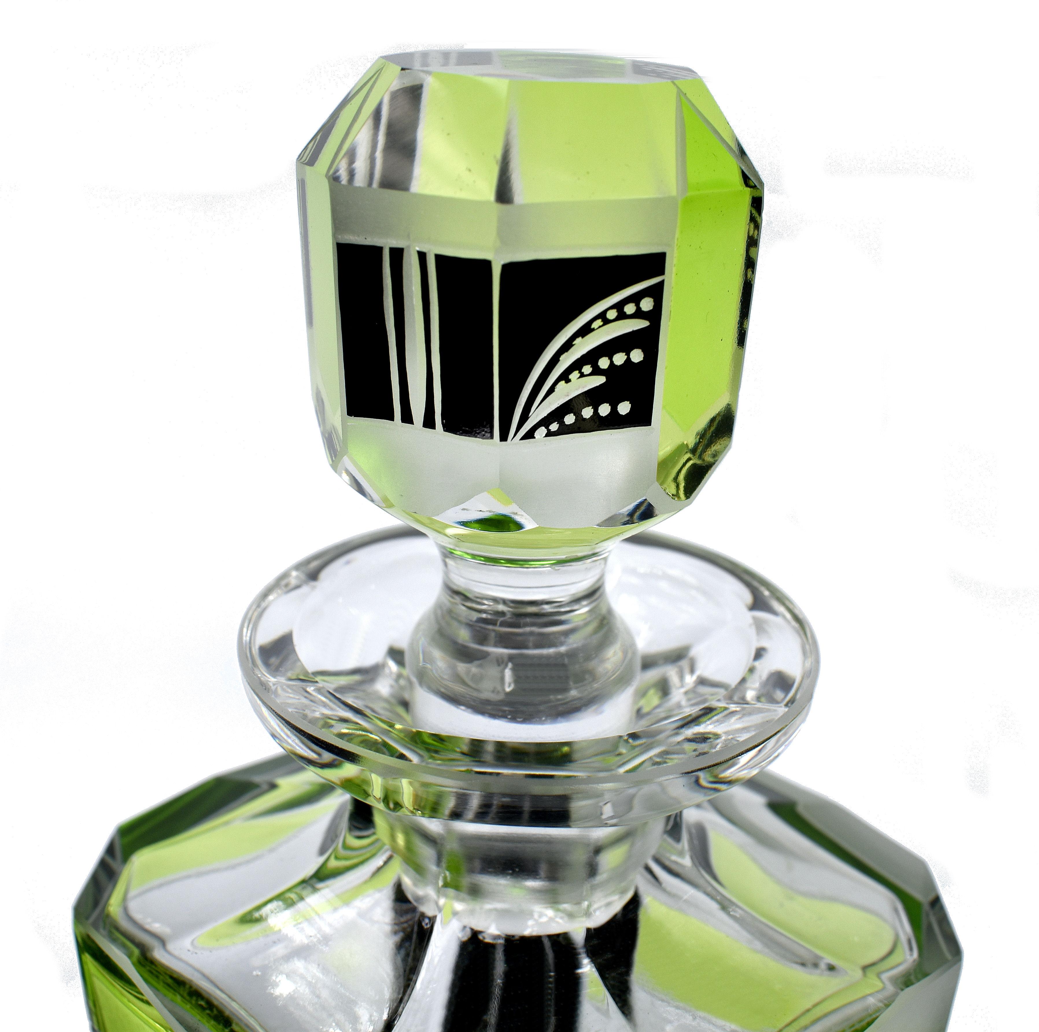 Art Deco Czech Glass Barware Decanter Set, C1930 For Sale 3