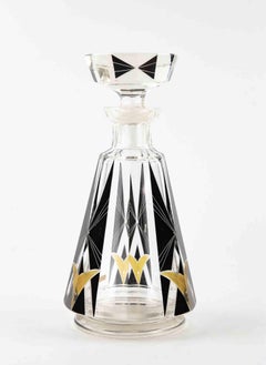 Carafe Art déco en verre tchèque attribuée à Karel Palda, années 1930