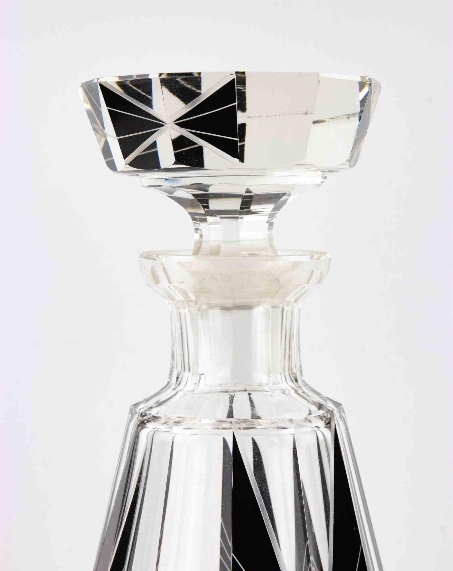 Art deco Czech Glass Carafe attr. to Karel Palda, 1930s In Good Condition For Sale In Roma, IT