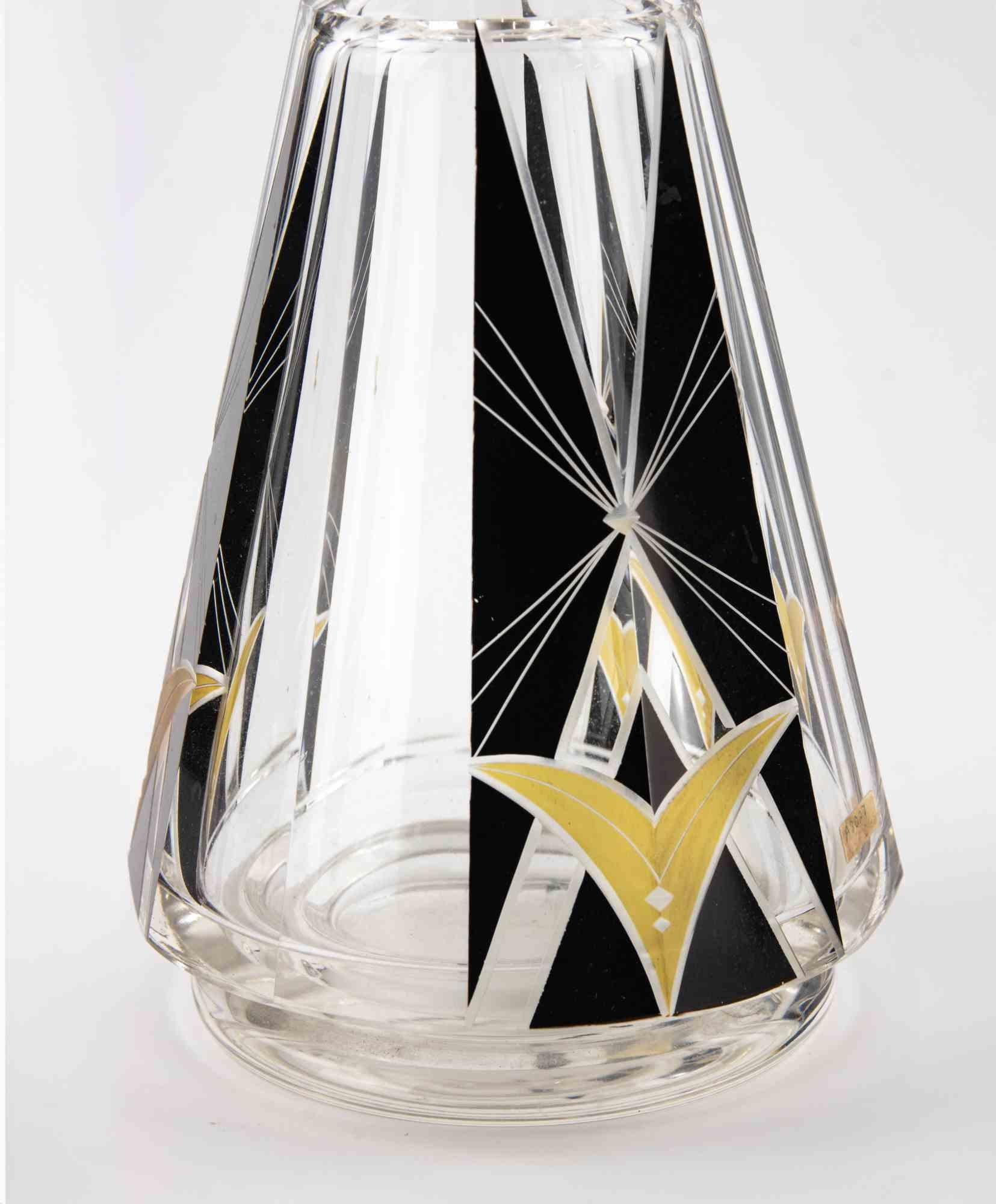 Mid-20th Century Art deco Czech Glass Carafe attr. to Karel Palda, 1930s For Sale