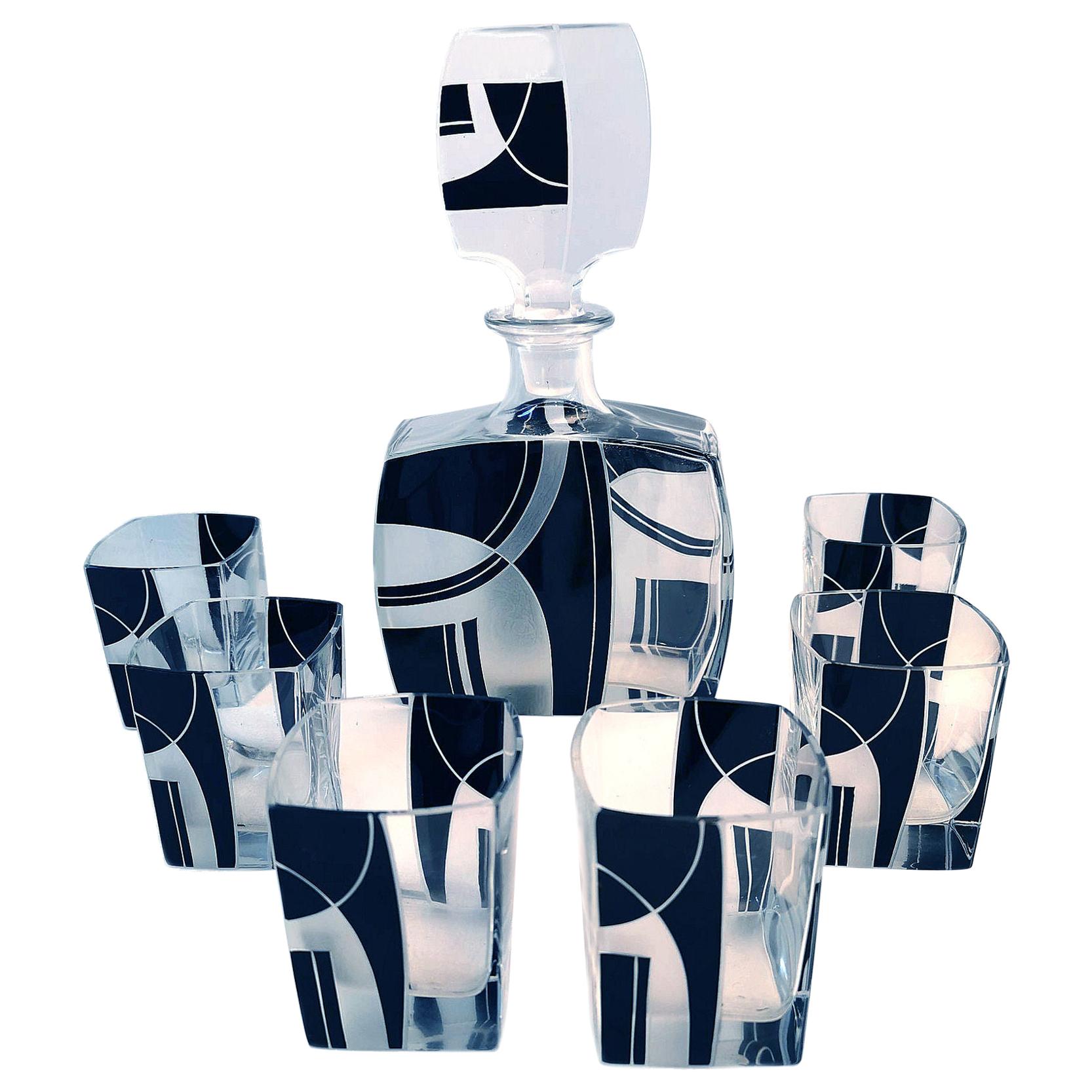 Art Deco Czech Glass Decanter Set by Karl Palda at 1stDibs