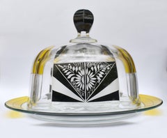 Art Deco Czech Glass Domed Cover & Plate, c1930