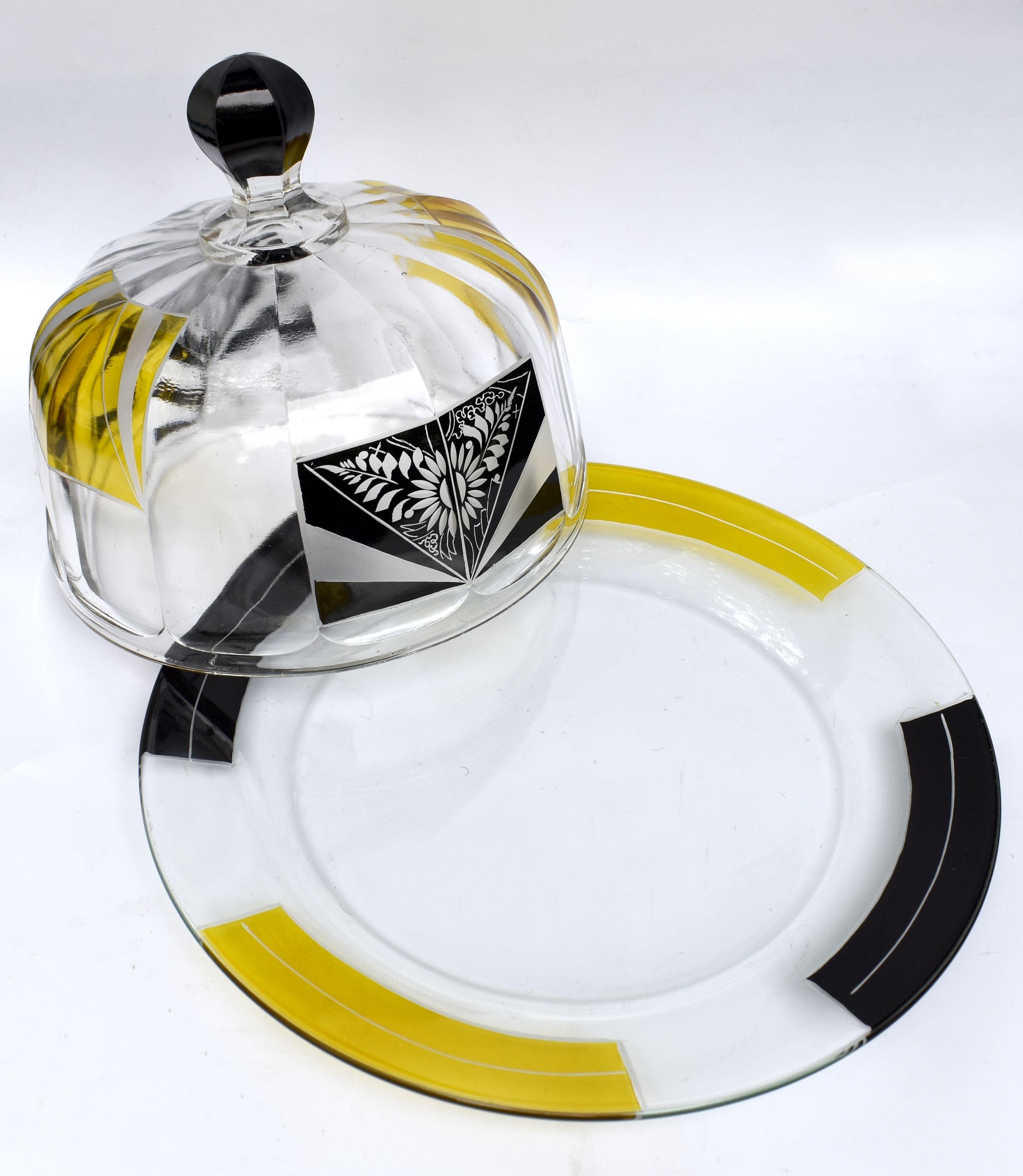 Art Deco Czech Glass Domed Cover & Plate, c1930 For Sale 1