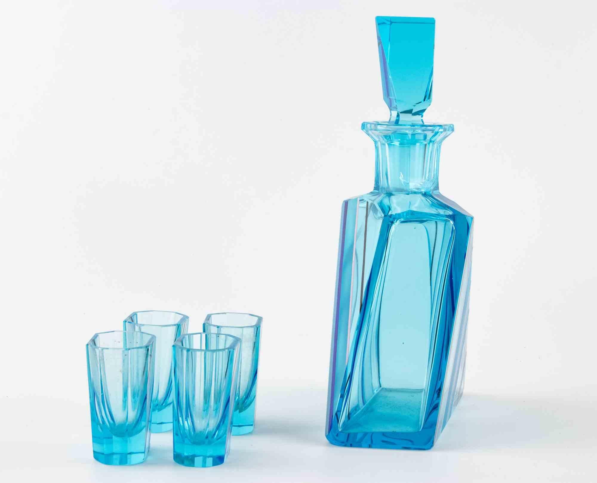 Art Deco Tschechisches Glas  Likörset Attr. von Karel Palda, 1930er Jahre (Mitte des 20. Jahrhunderts) im Angebot