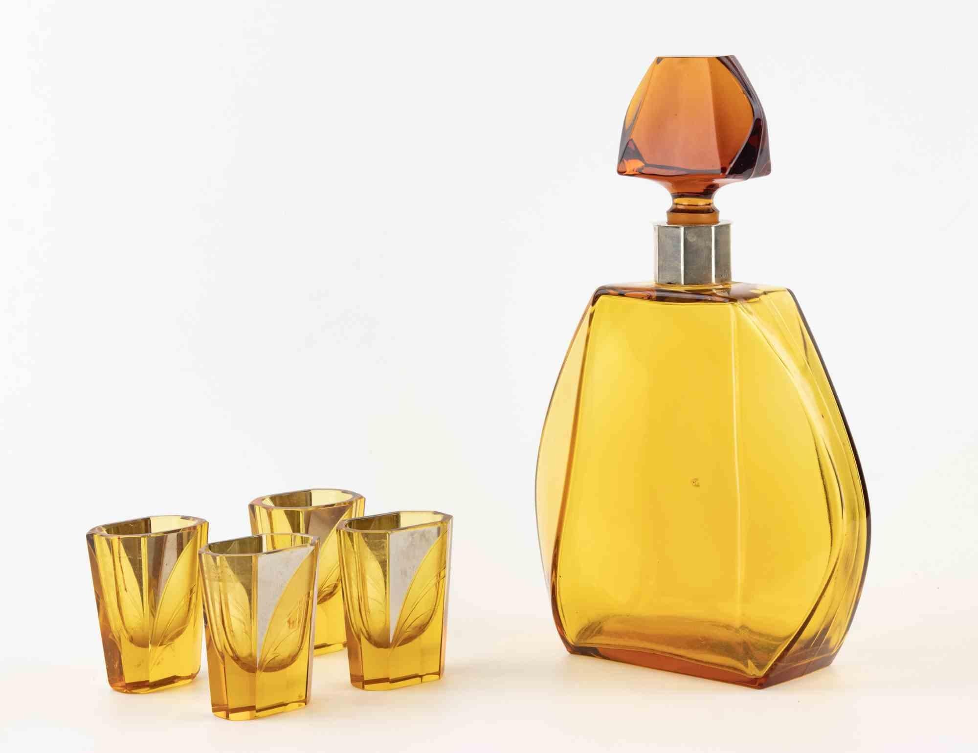 Mid-20th Century Art Deco Czech Glass  Liqueur Set Attr. to Karel Palda, 1930s For Sale