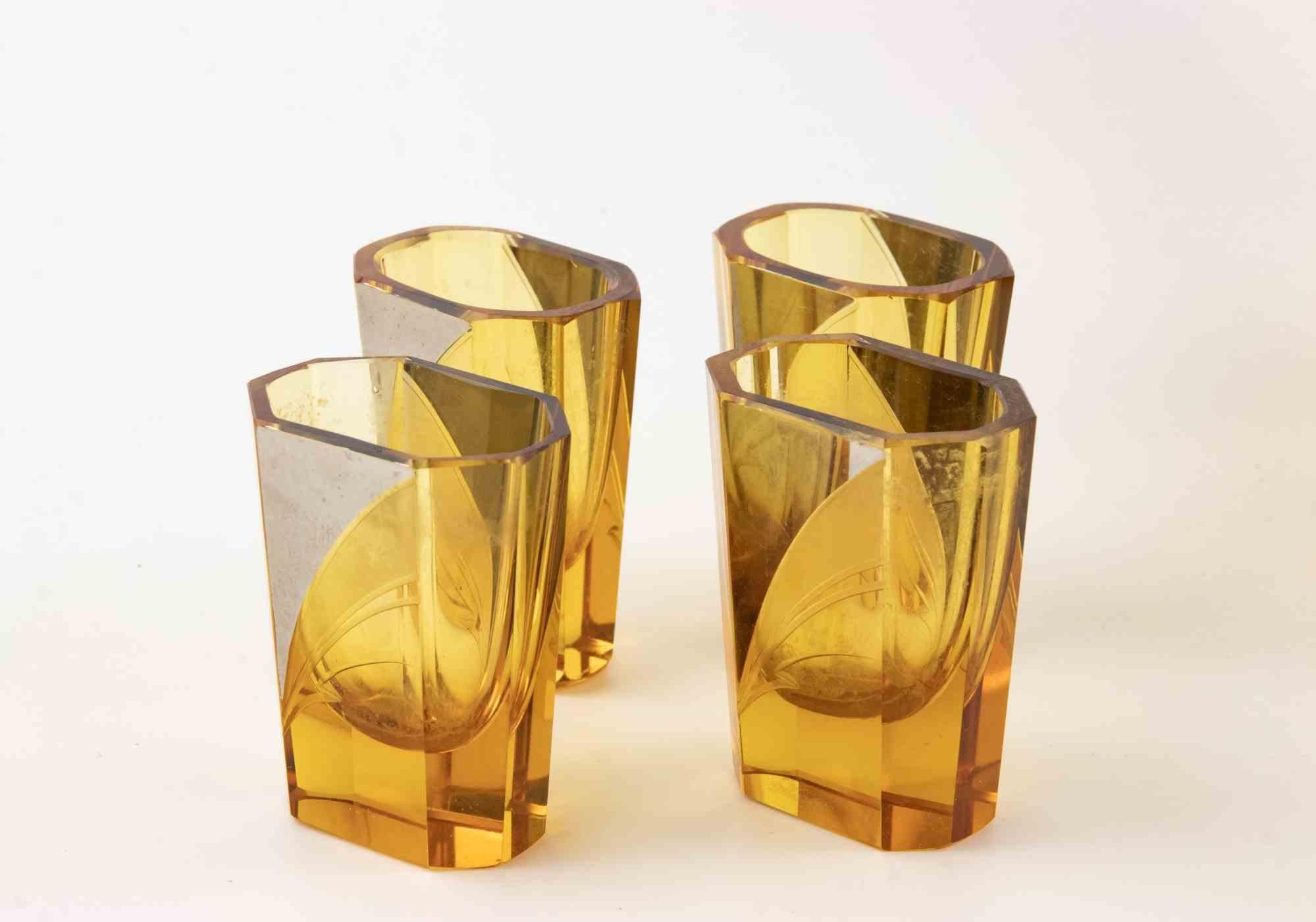 Art Glass Art Deco Czech Glass  Liqueur Set Attr. to Karel Palda, 1930s For Sale