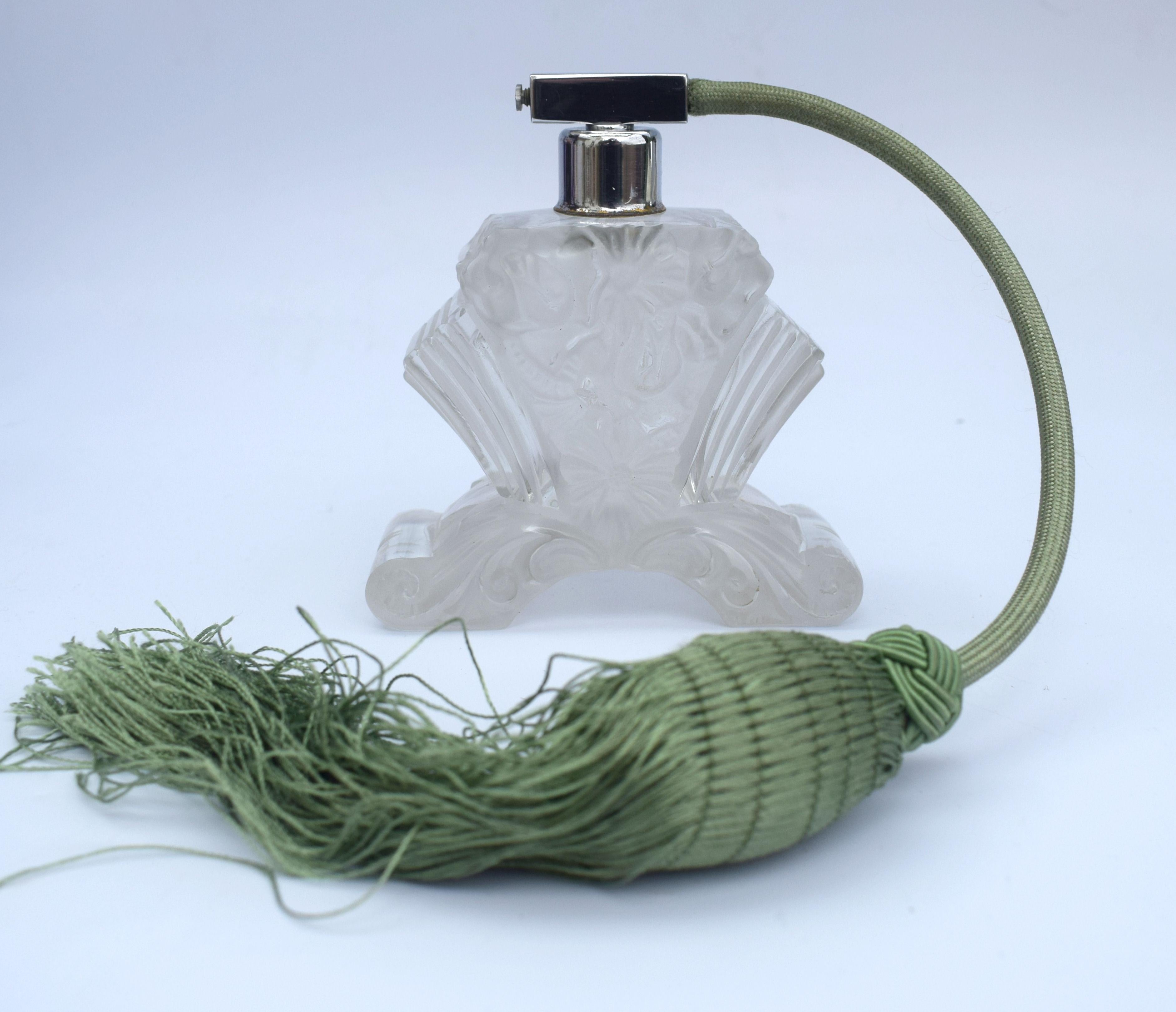 Silk Art Deco Czech Perfume Atomizer, c1930