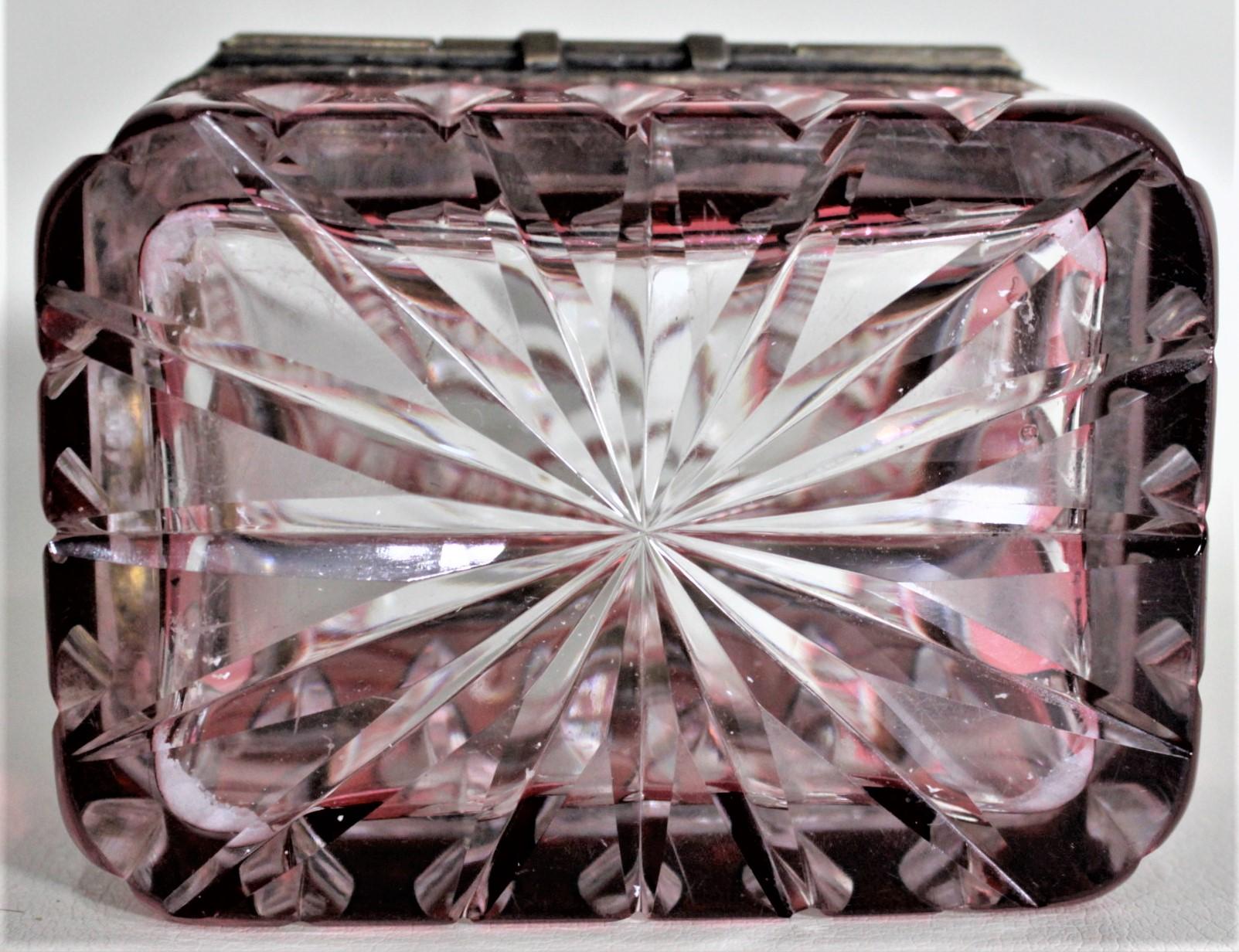 Art Deco Czech Ruby Cut to Clear Glass Jewelry Casket or Box 1