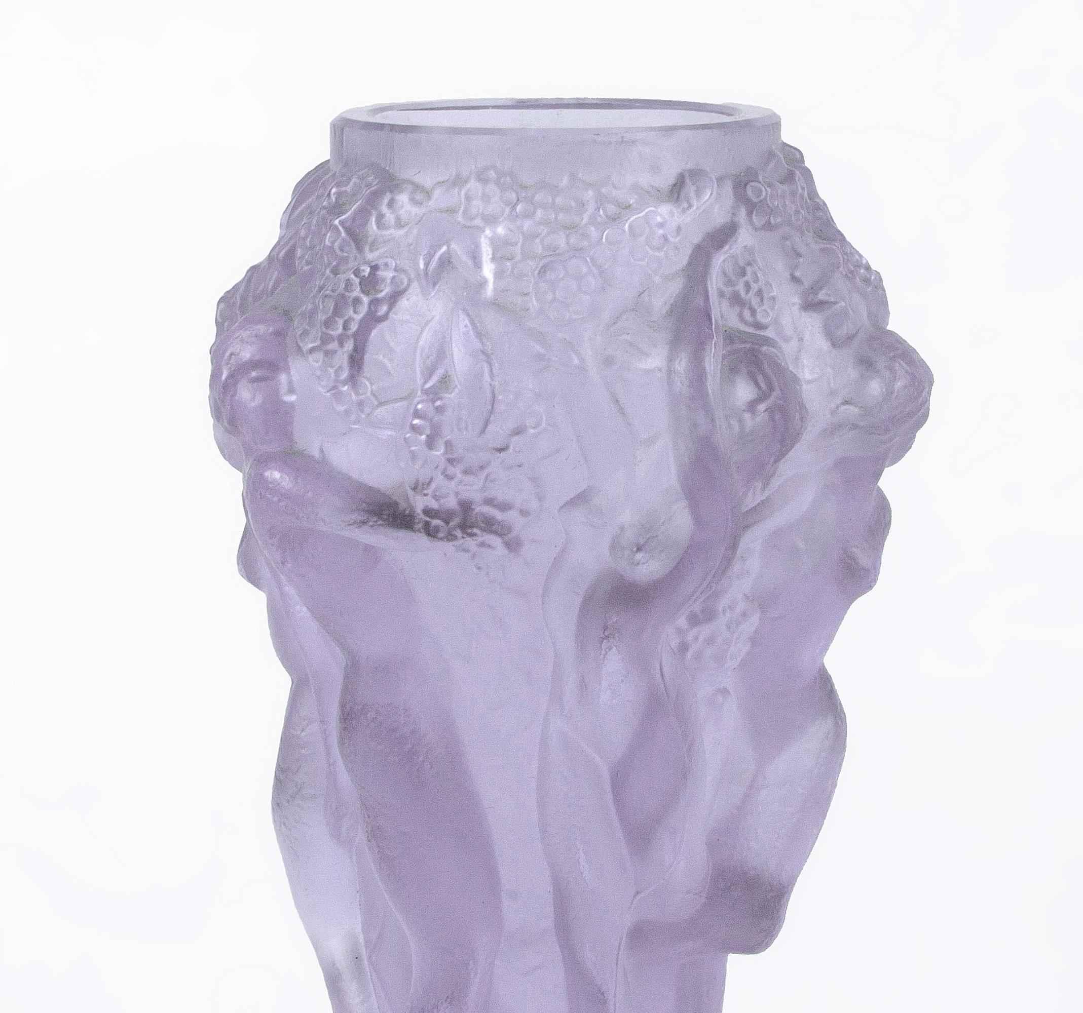 Molded Art Déco Czech Translucent Vase from the 'Ingrid' Collection by C. Schlevogt For Sale
