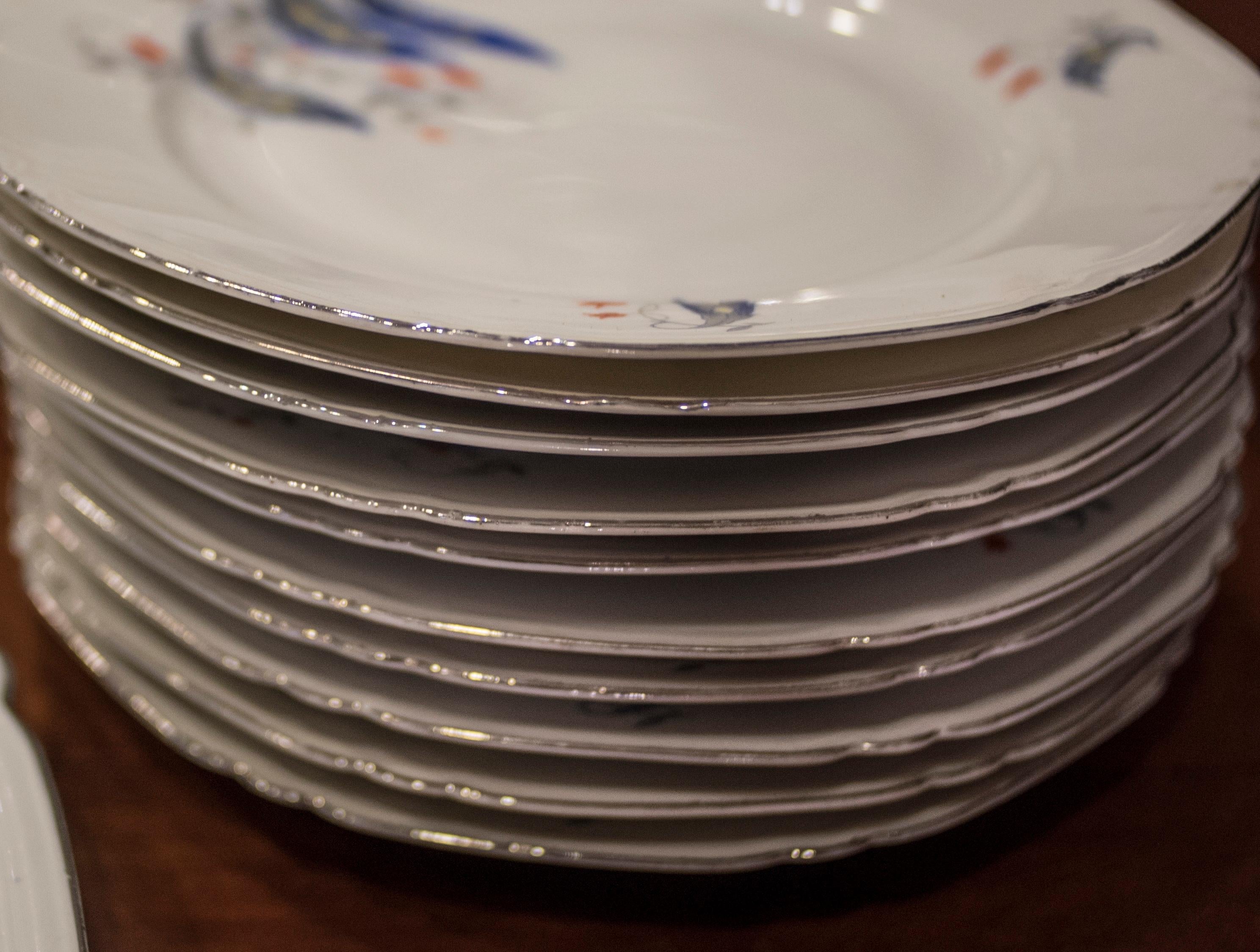 Art Deco Czechaslovakia Blueredjaune Porcelain 52 Pieces Tableware, 1930 4