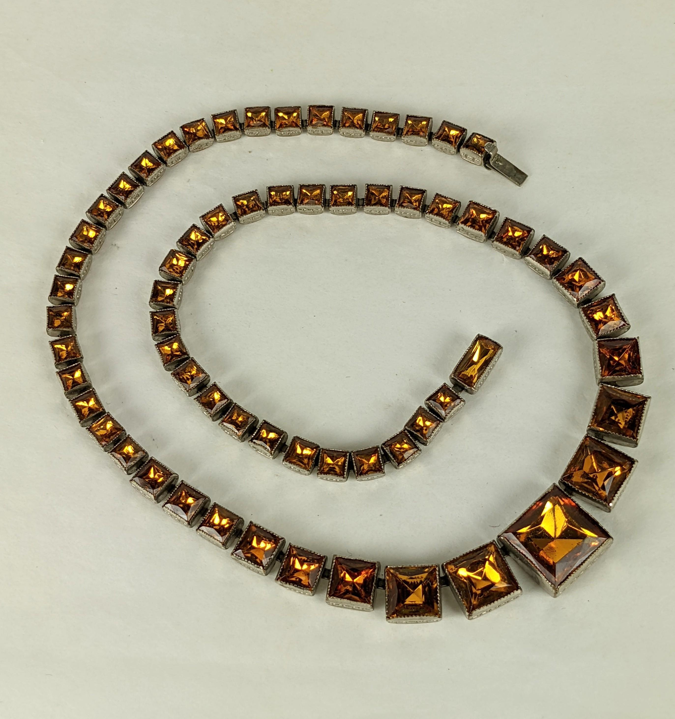 Art Deco Czecholovakian Topaz Paste Necklace For Sale 1