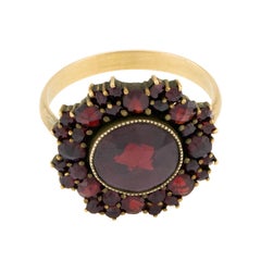 Art Deco Czechoslovakian 14k Garnet Cluster Ring