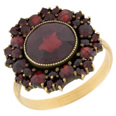 Antique Art Deco Czechoslovakian 14k Garnet Cluster Ring