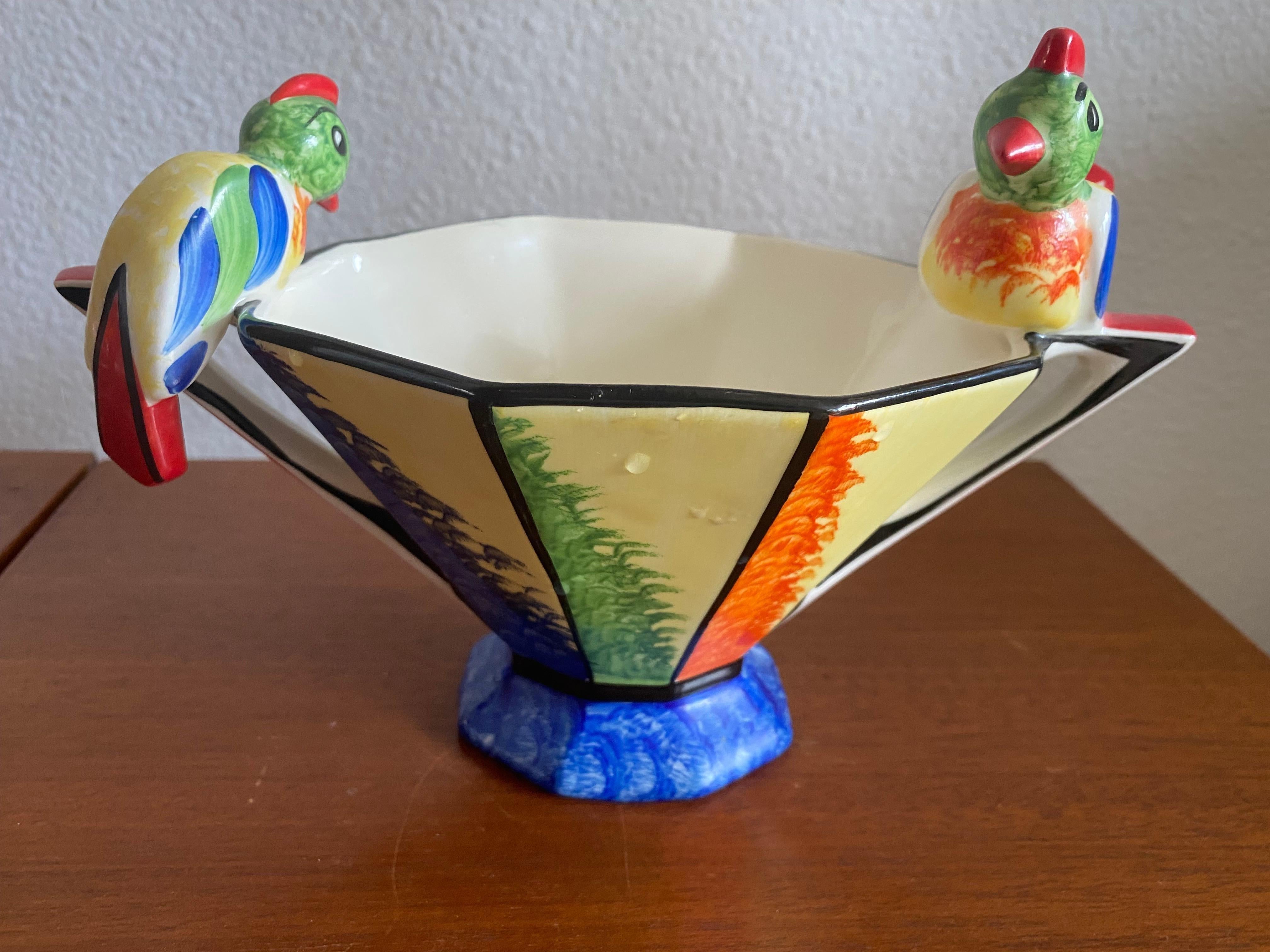 Hand-Painted Art Deco Czechoslovakian Bowl by Ditmar Urbach