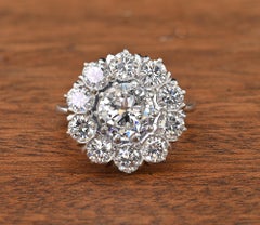 Art Deco D VS2 Certified Diamond Cluster Ring Platinum
