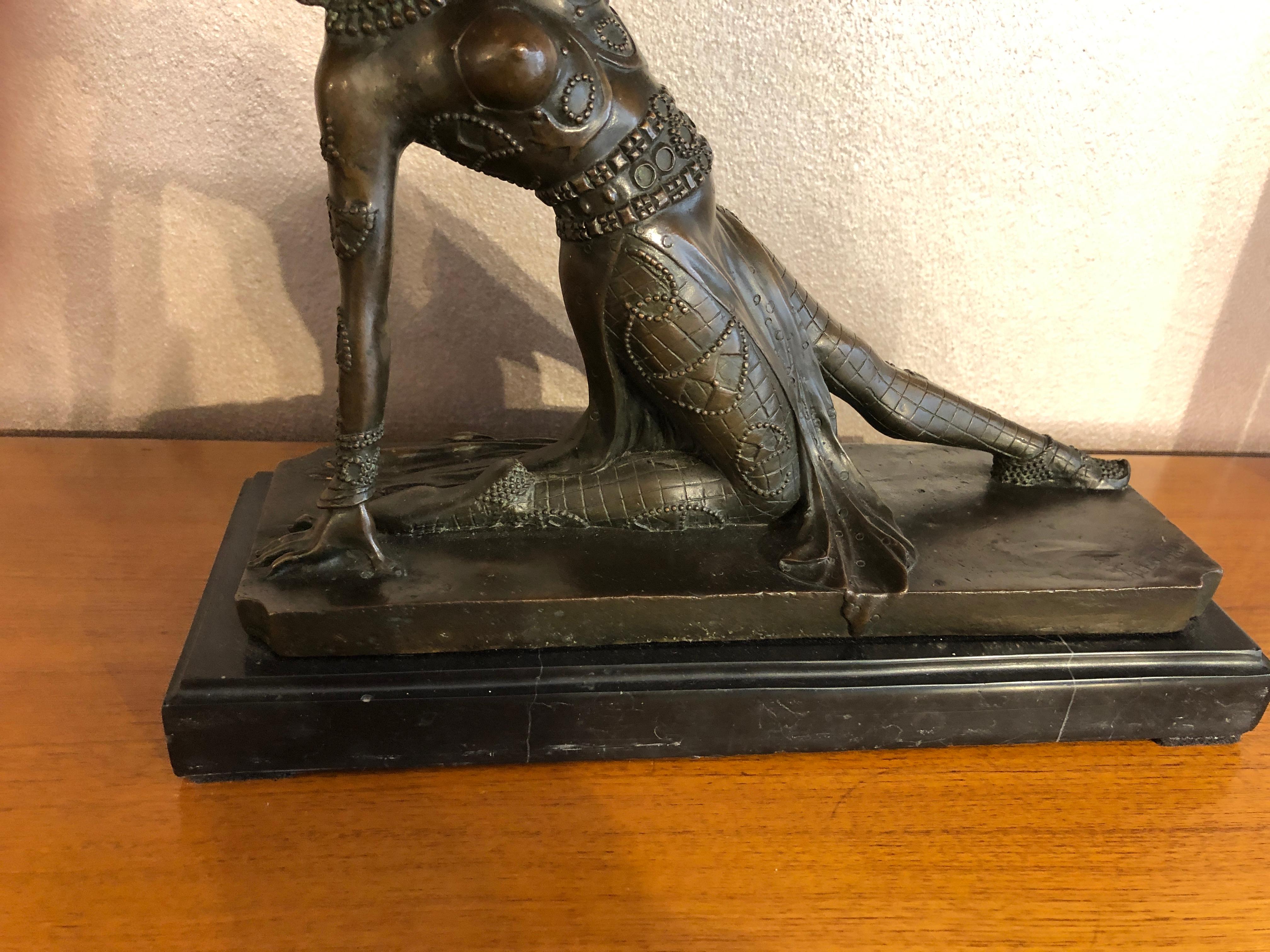 French Art Deco Dancer Bronze Sculpture, France, 1930s