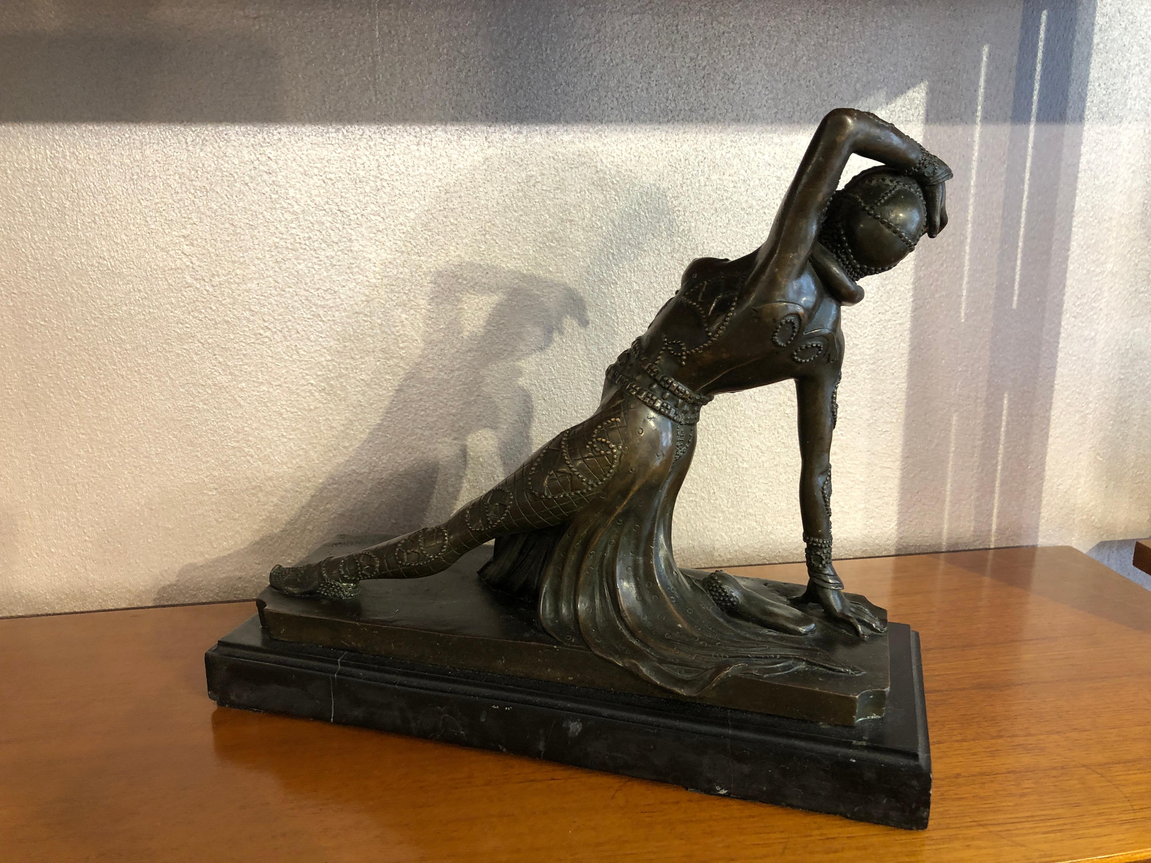 20th Century Art Deco Dancer Bronze Sculpture, France, 1930s