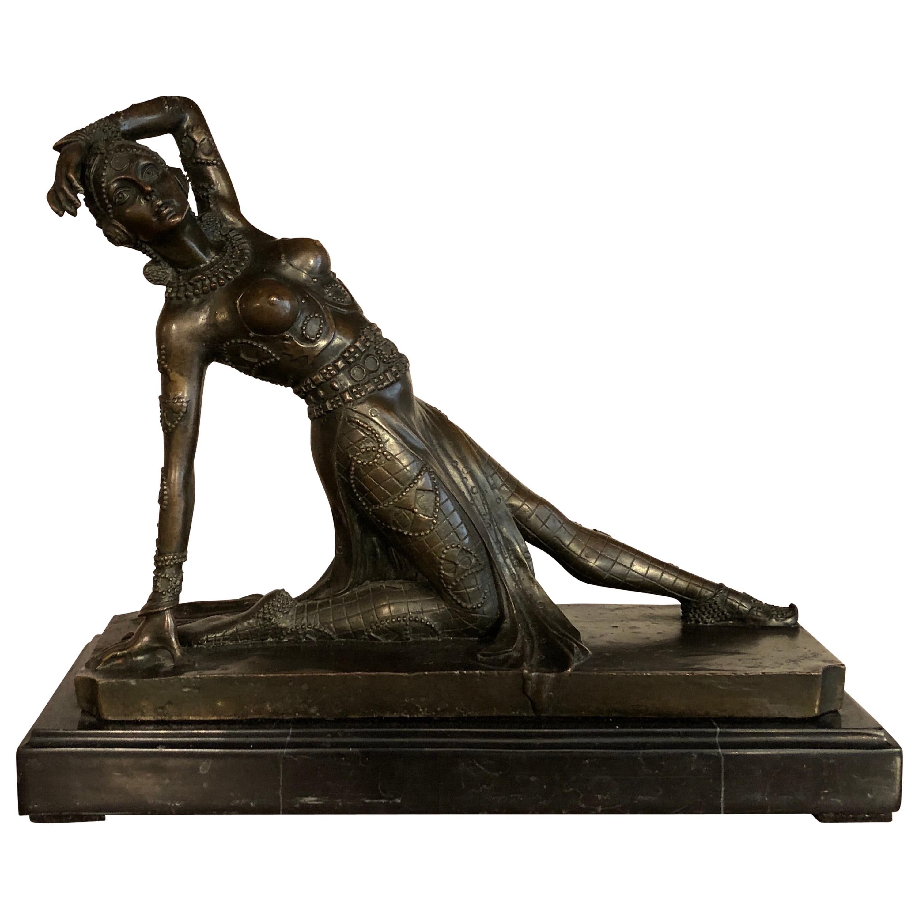 Art Deco Dancer Bronze Sculpture, France, 1930s