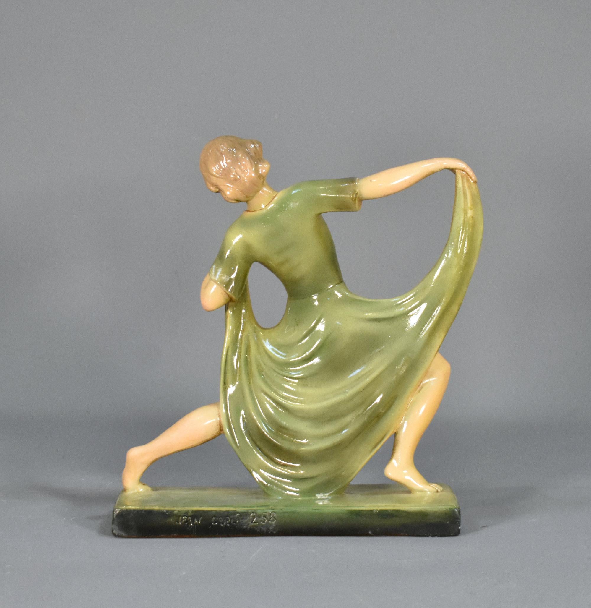 Figurilla Art Decó Bailarina en escayola de Jean Carli siglo XIX en venta