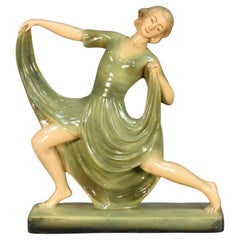 Art Deco Dancer Figurine in Plaster by Jean Carli