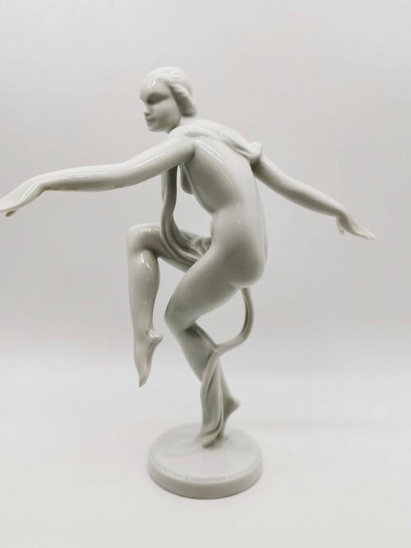 Glazed Art Deco Dancer Herend Porcelain Sculpture