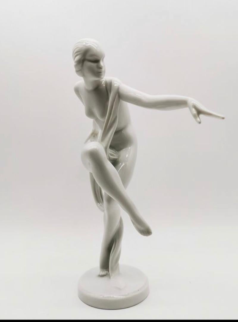 Ceramic Art Deco Dancer Herend Porcelain Sculpture