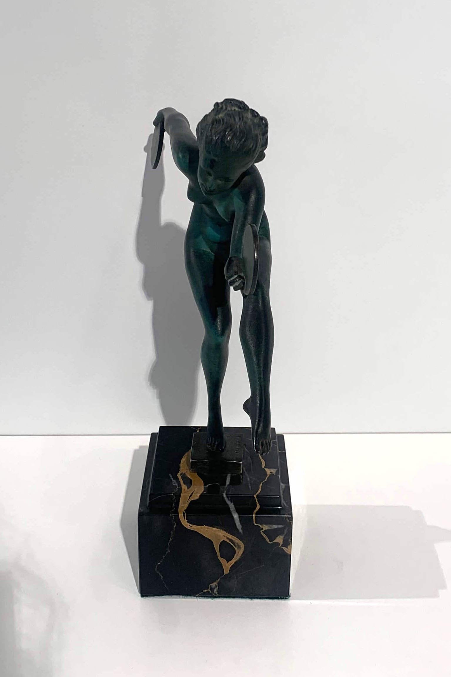 Art Deco Dancer Sculpture by Max Le Verrier, Signed Derenne, France circa 1930 4
