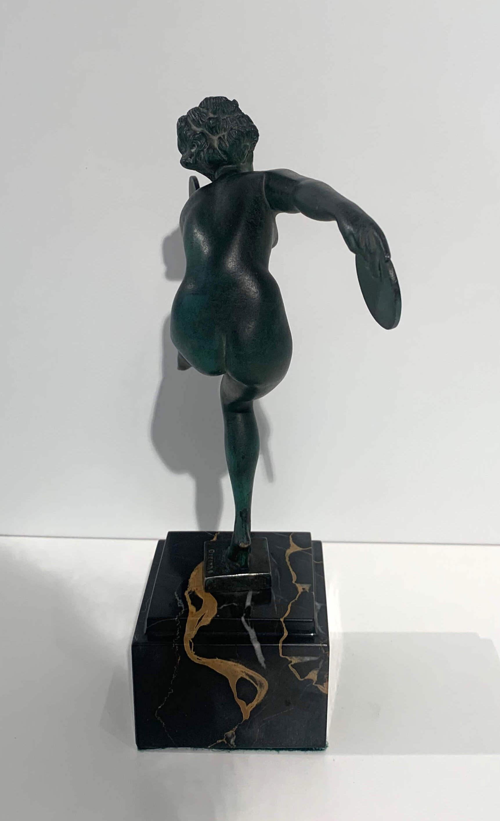 Art Deco Dancer Sculpture by Max Le Verrier, Signed Derenne, France circa 1930 7