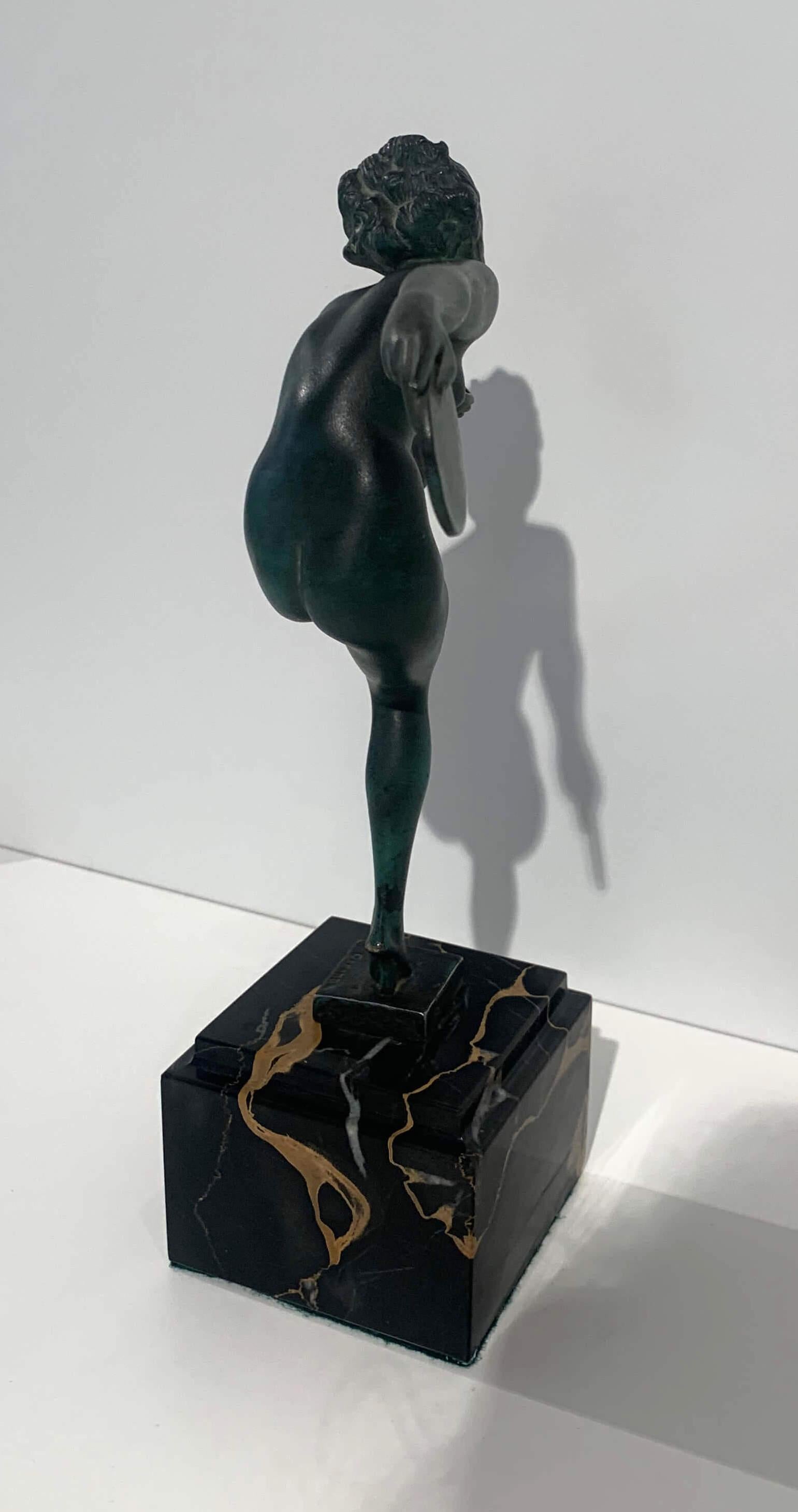 Art Deco Dancer Sculpture by Max Le Verrier, Signed Derenne, France circa 1930 8