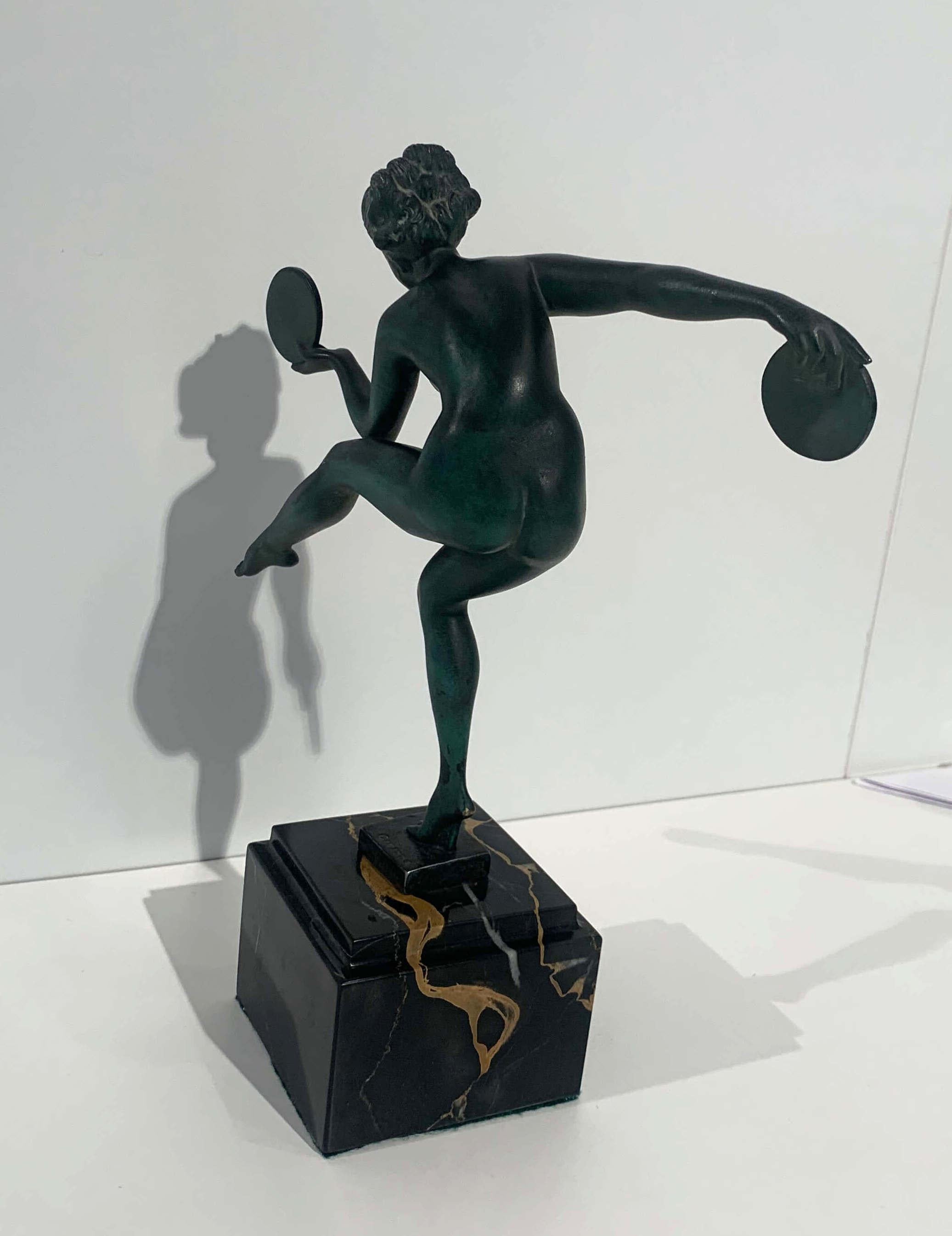Art Deco Dancer Sculpture by Max Le Verrier, Signed Derenne, France circa 1930 9