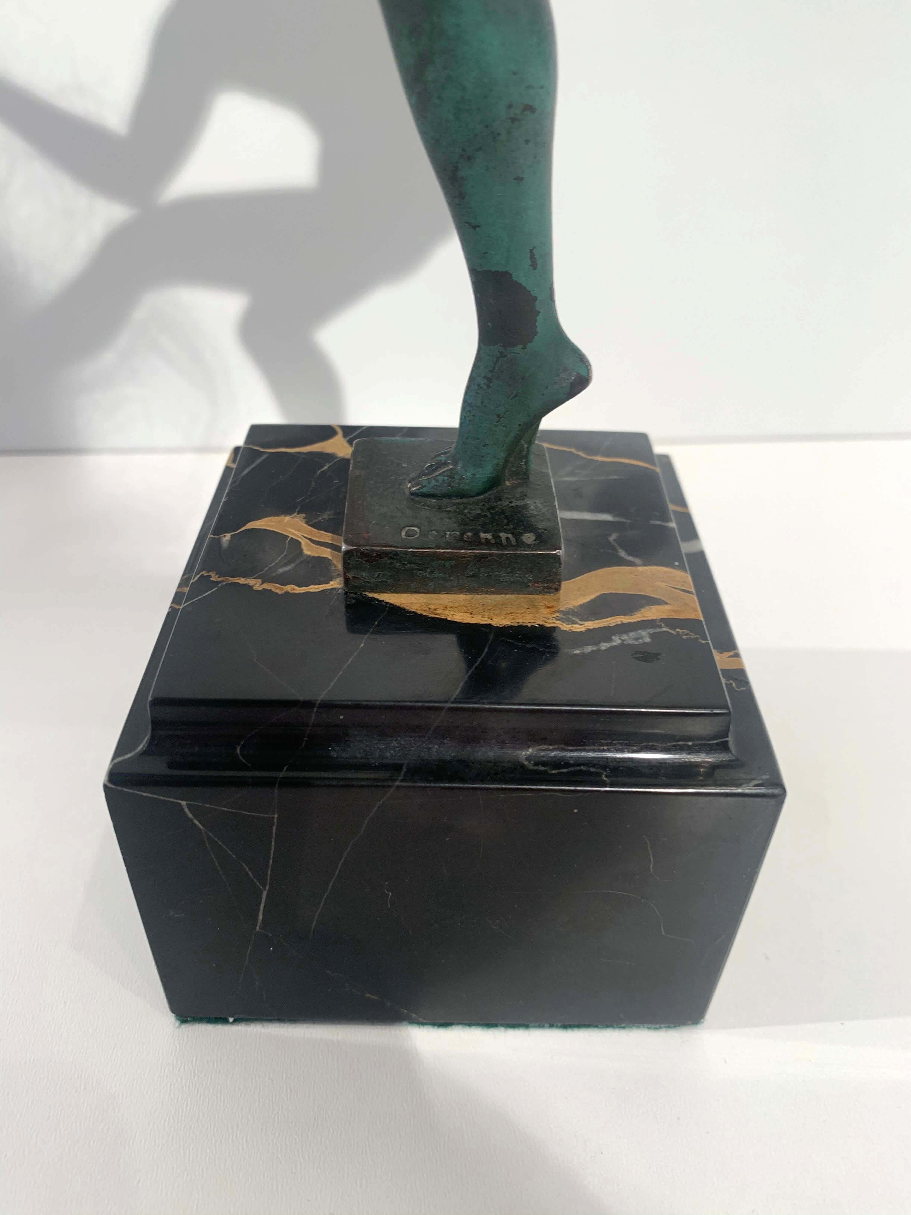 Art Deco Dancer Sculpture by Max Le Verrier, Signed Derenne, France circa 1930 10