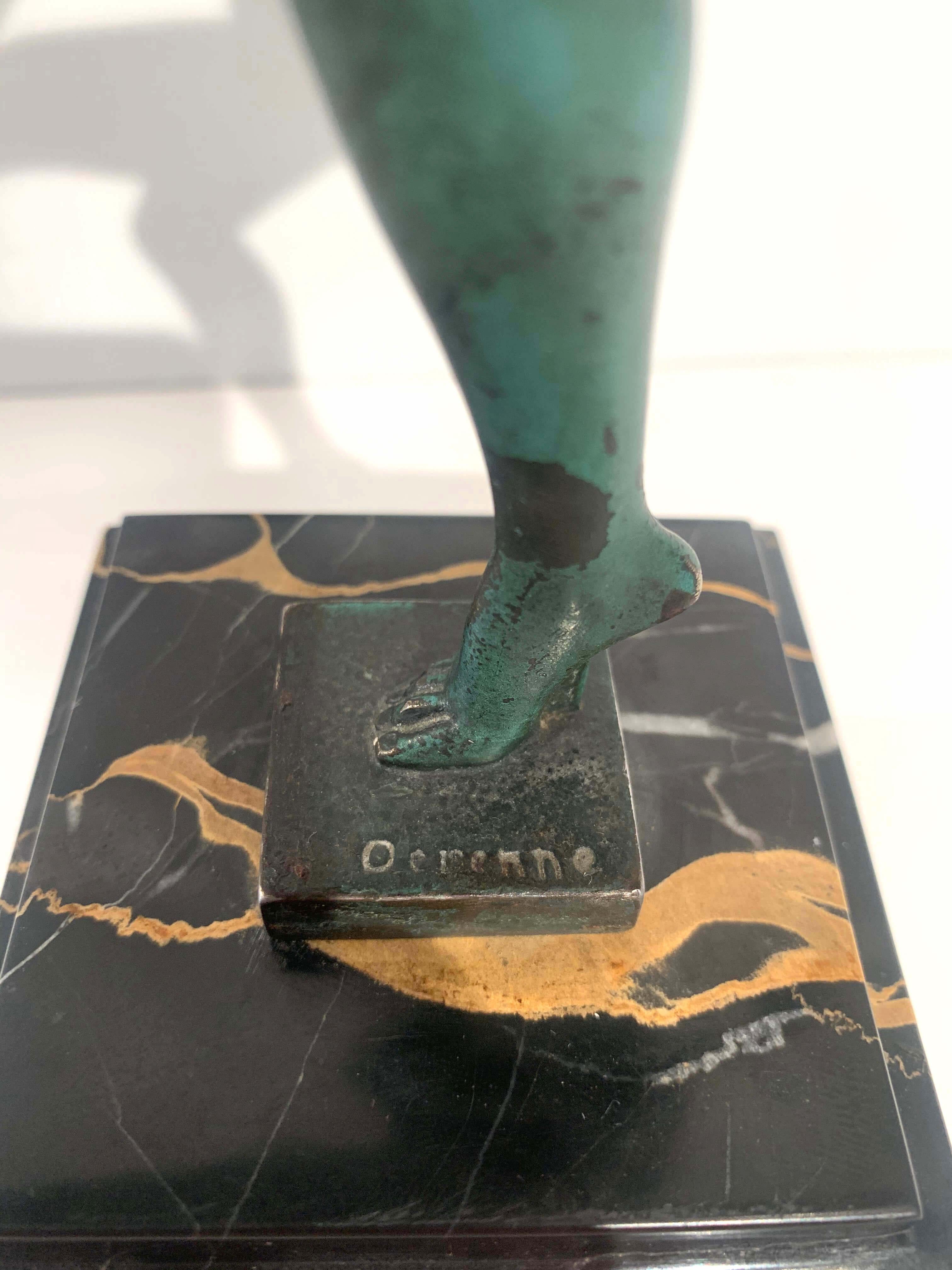 Art Deco Dancer Sculpture by Max Le Verrier, Signed Derenne, France circa 1930 11