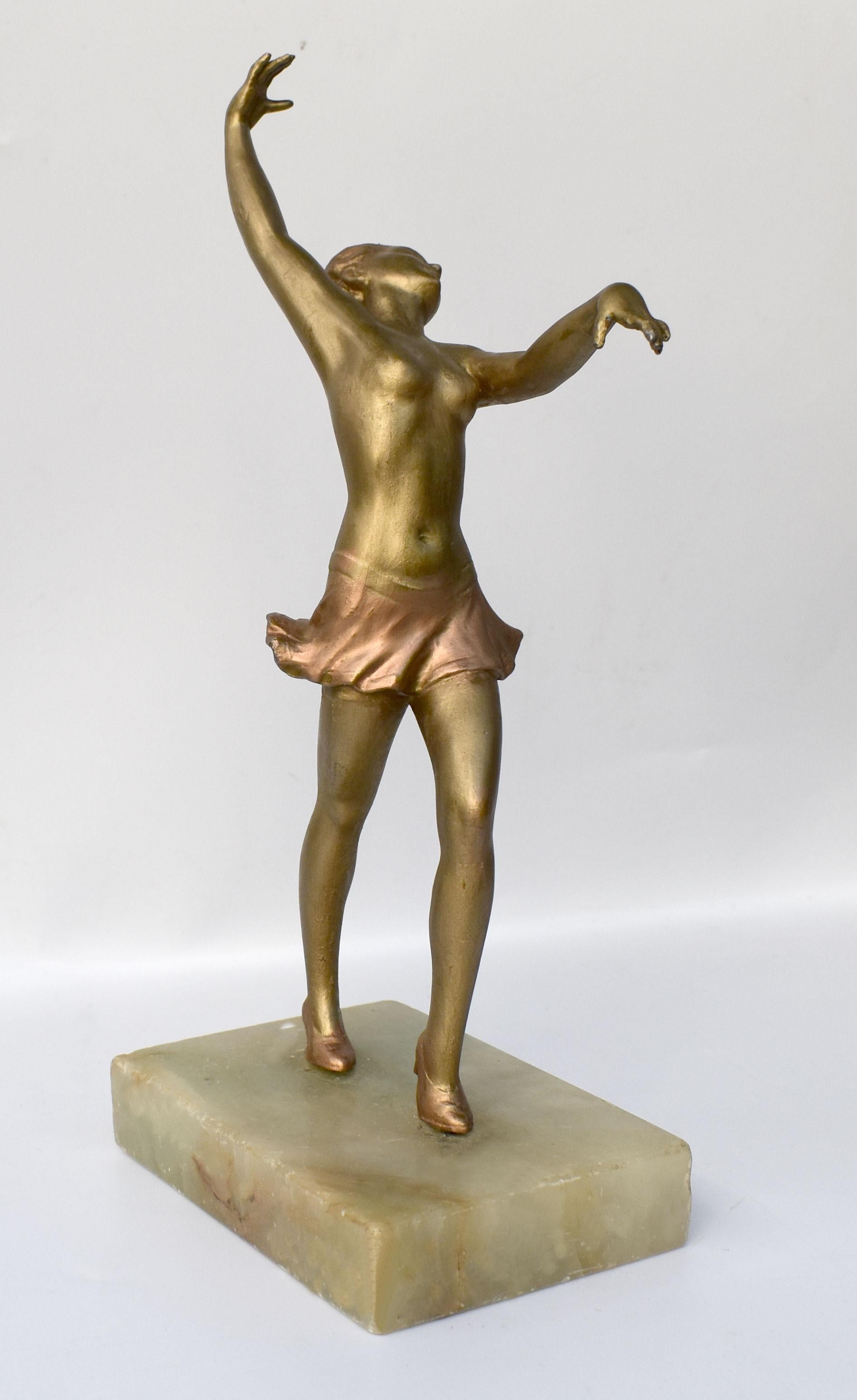 European Art Deco Dancer Spelter Figure, c1930