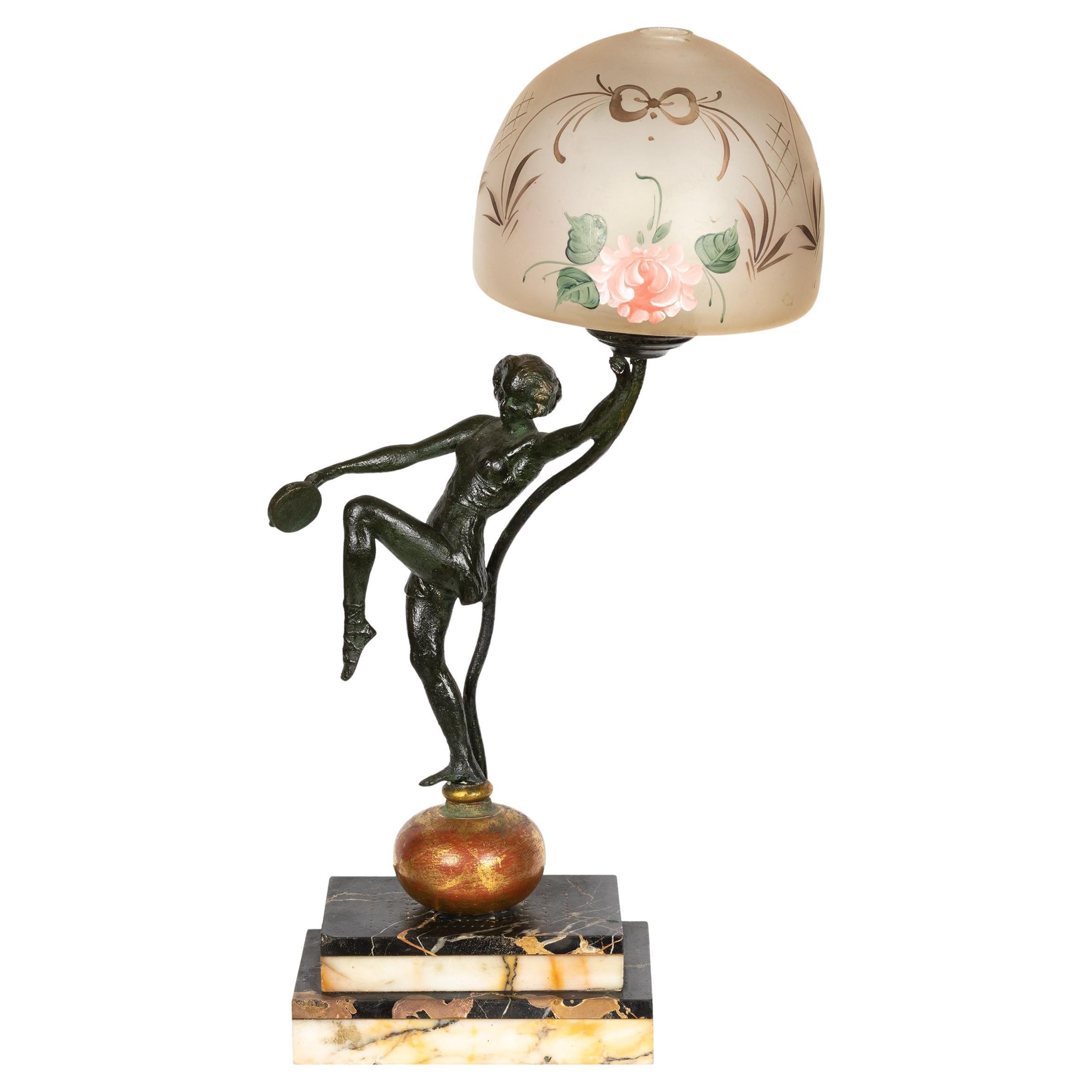 Art Deco Tänzerin Statue Tischlampe, 20. Jahrhundert, Frankreich
