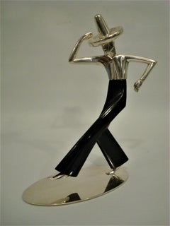 Art Deco Dancer Werkstatte Hagenauer Vienna Brass Polished Wood, Designed 1930s