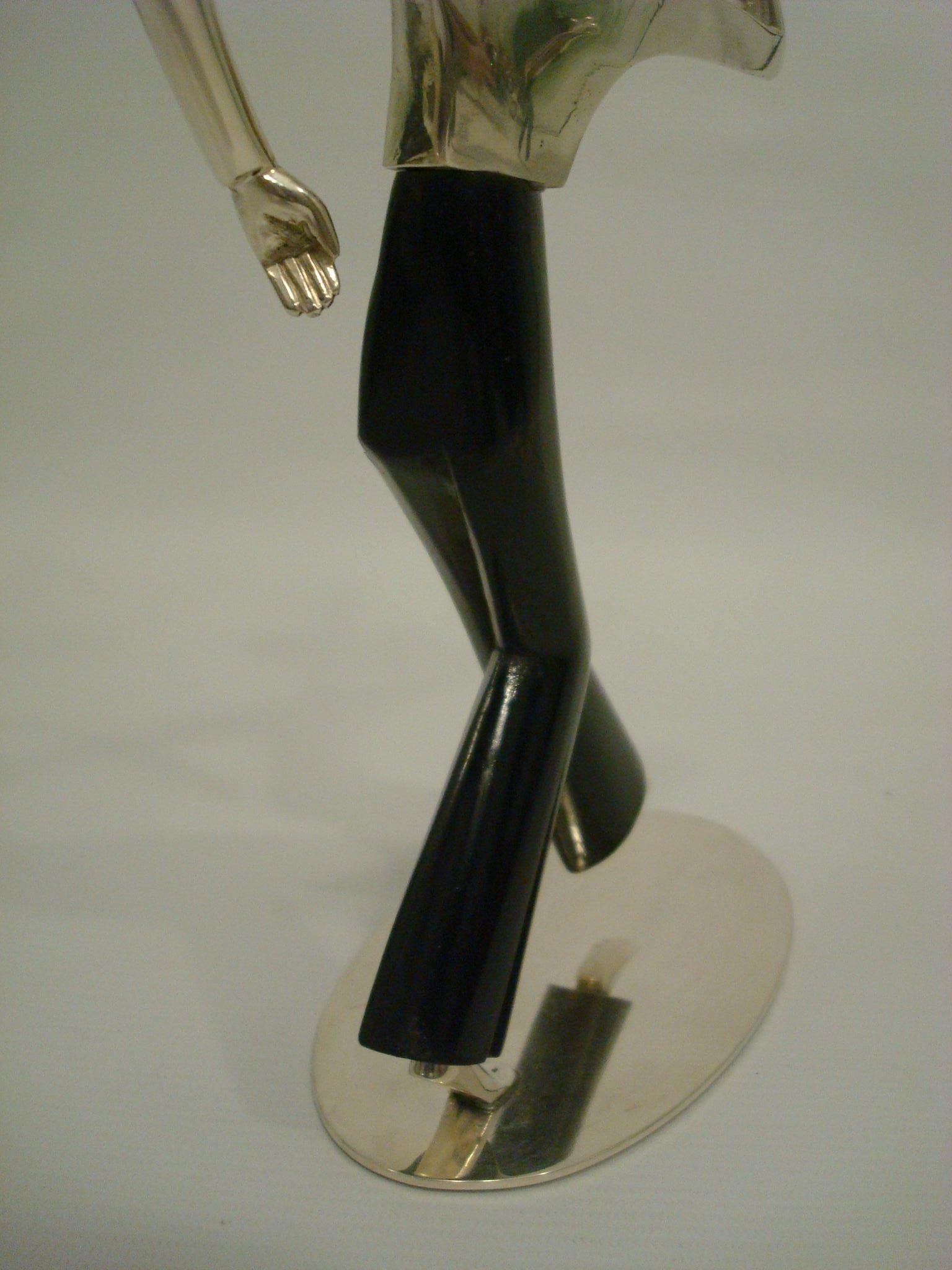 20th Century Art Deco Dancer Werkstatte Hagenauer Vienna Brass Polished Wood, Designed 1930s For Sale