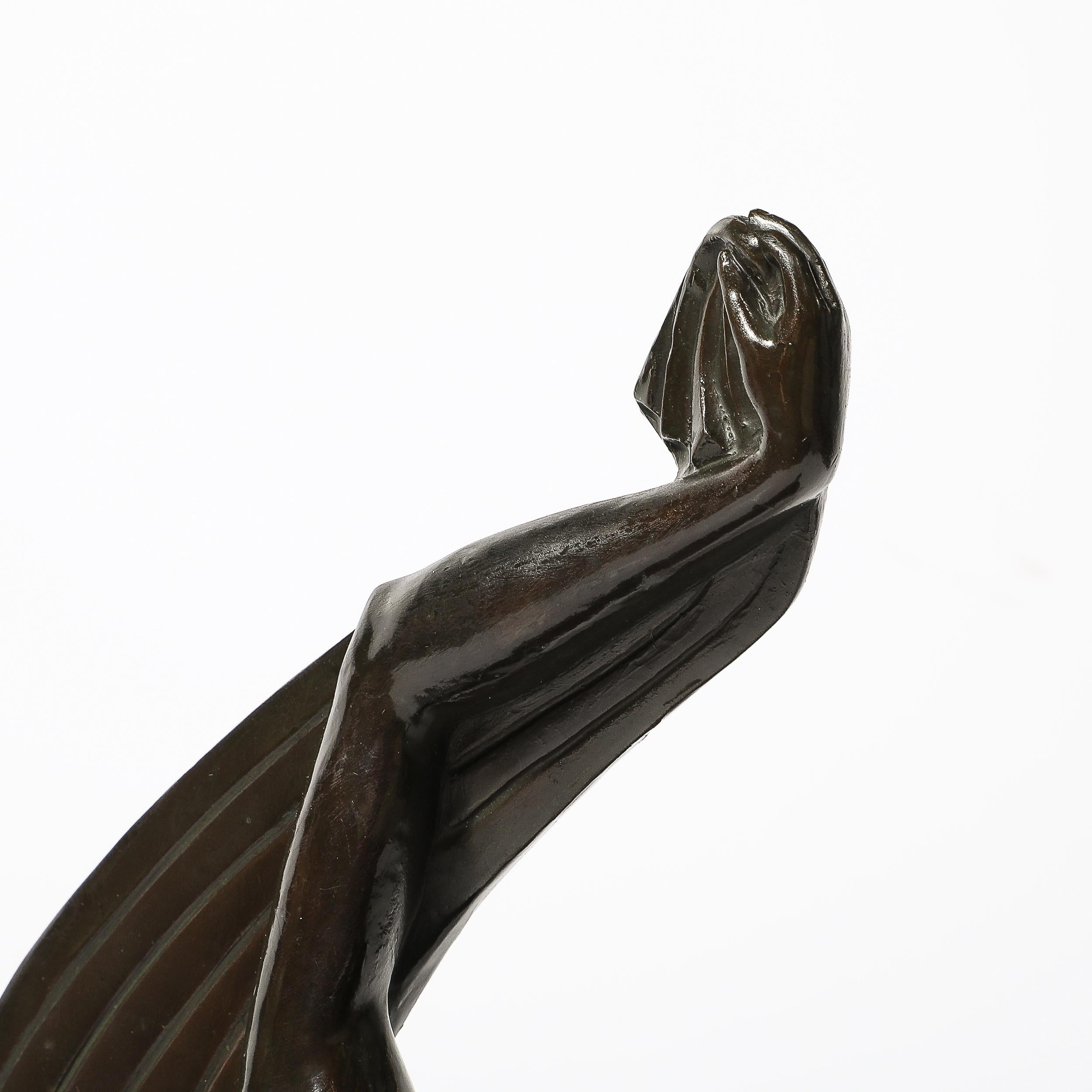 Art Deco Dancing Flapper Sculpture in Bronze Signed Ferdinand Preiss 7