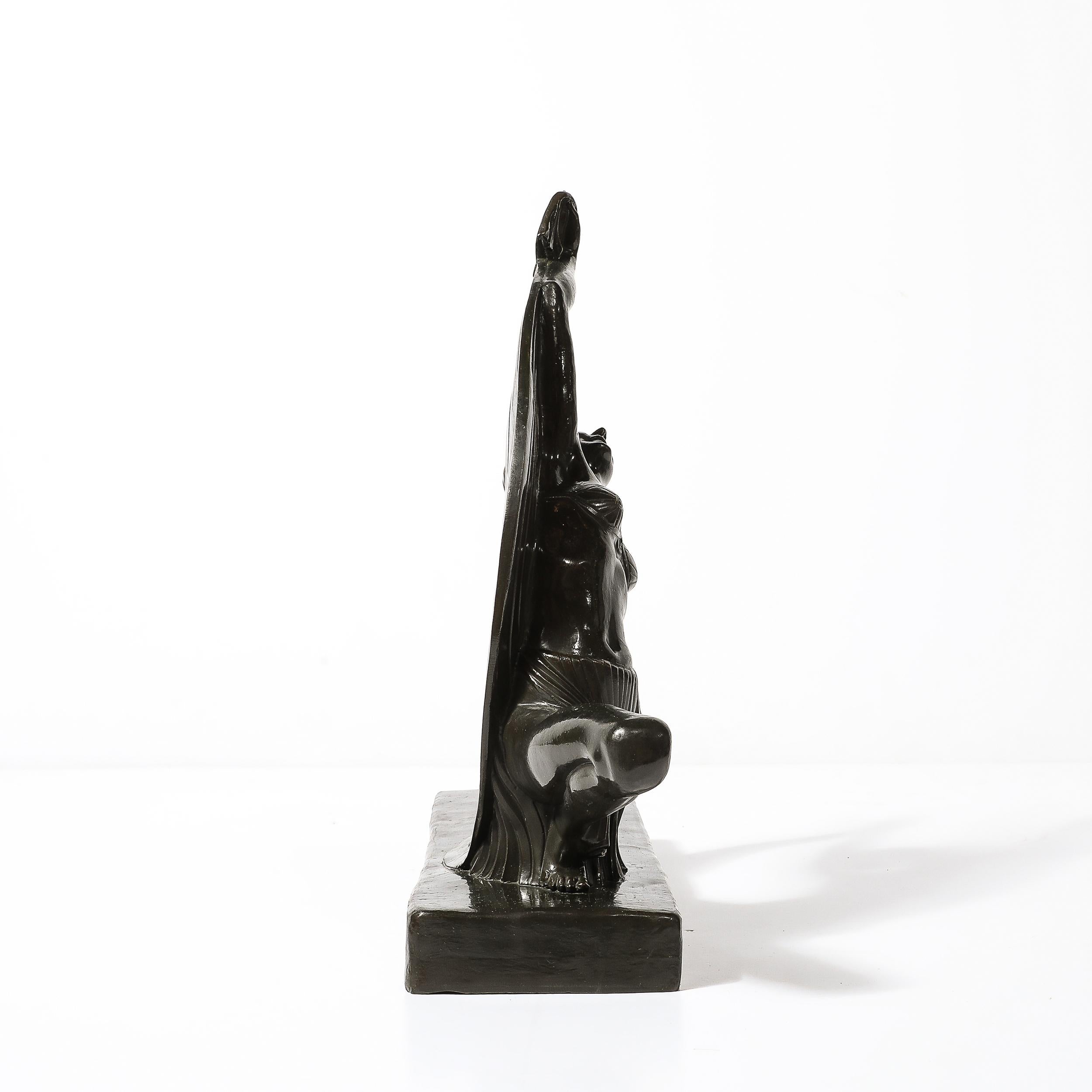 Mid-20th Century Art Deco Dancing Flapper Sculpture in Bronze Signed Ferdinand Preiss