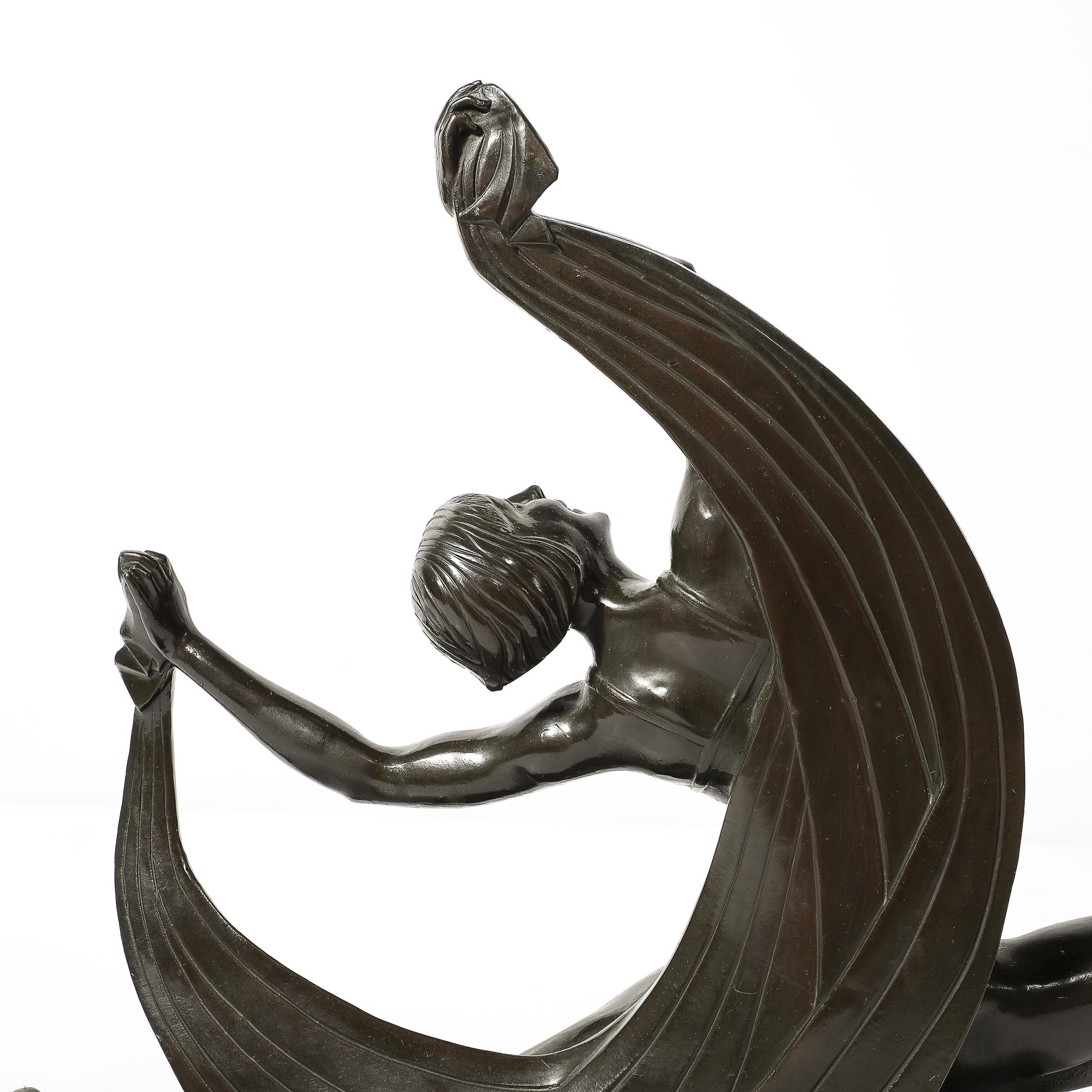 Art Deco Dancing Flapper Sculpture in Bronze Signed Ferdinand Preiss 2