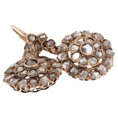 Art Deco Dangle Earrings 18kt Yellow Gold and Old-Cut Diamonds