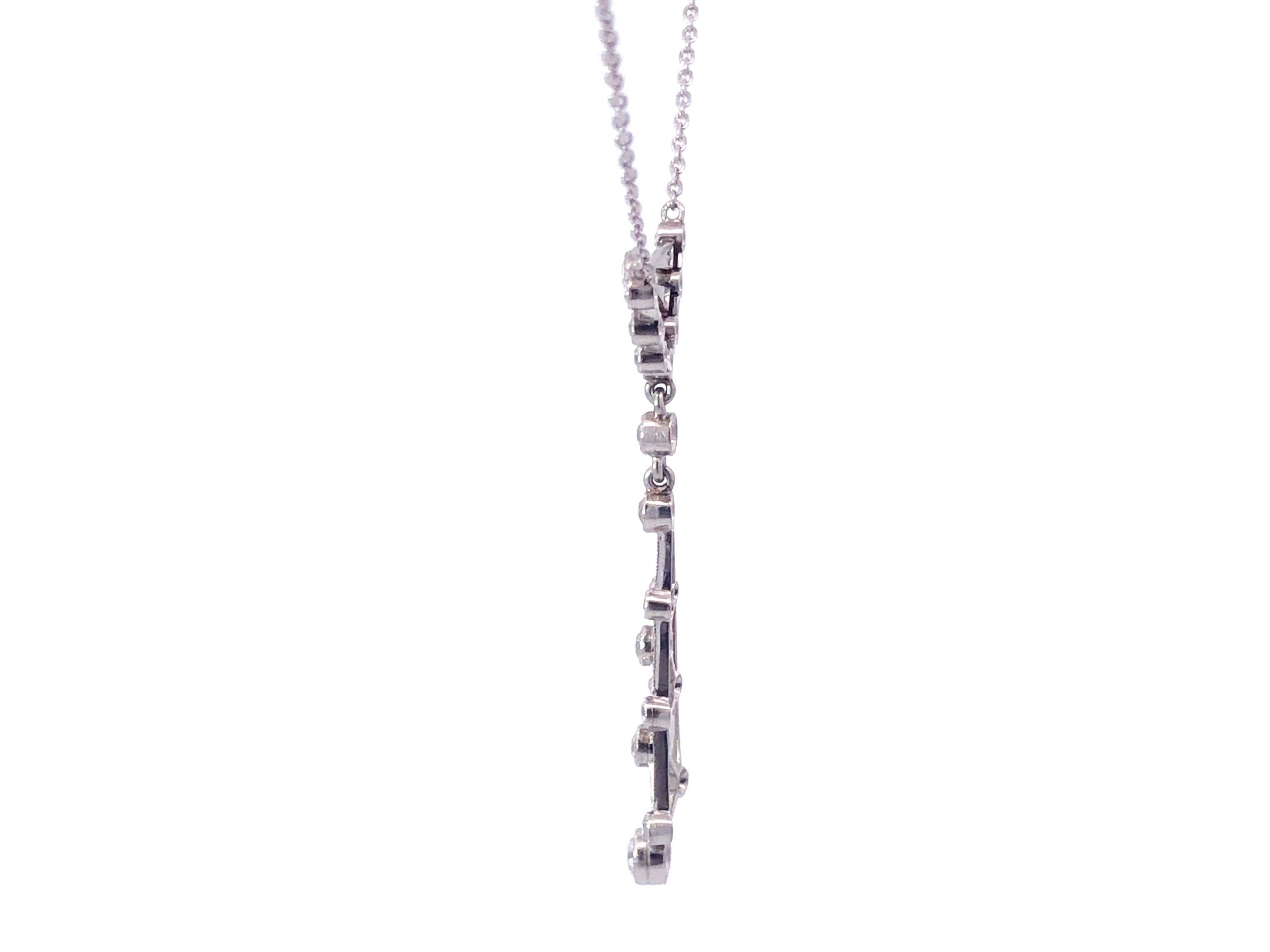 Women's Art Deco Dangly Diamond Necklace in Platinum For Sale