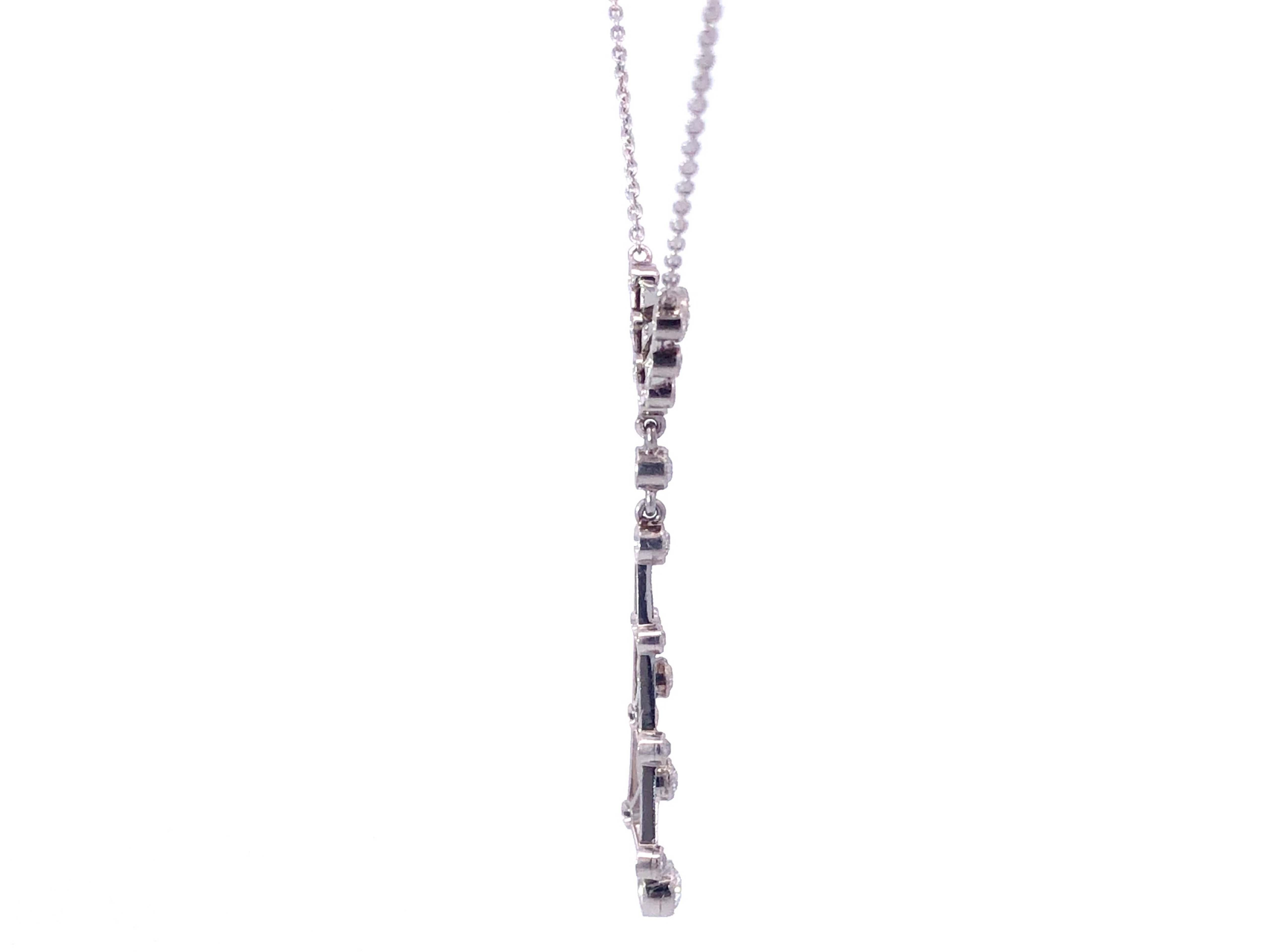 Art Deco Dangly Diamond Necklace in Platinum For Sale 1
