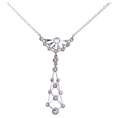 Retro Art Deco Dangly Diamond Necklace in Platinum