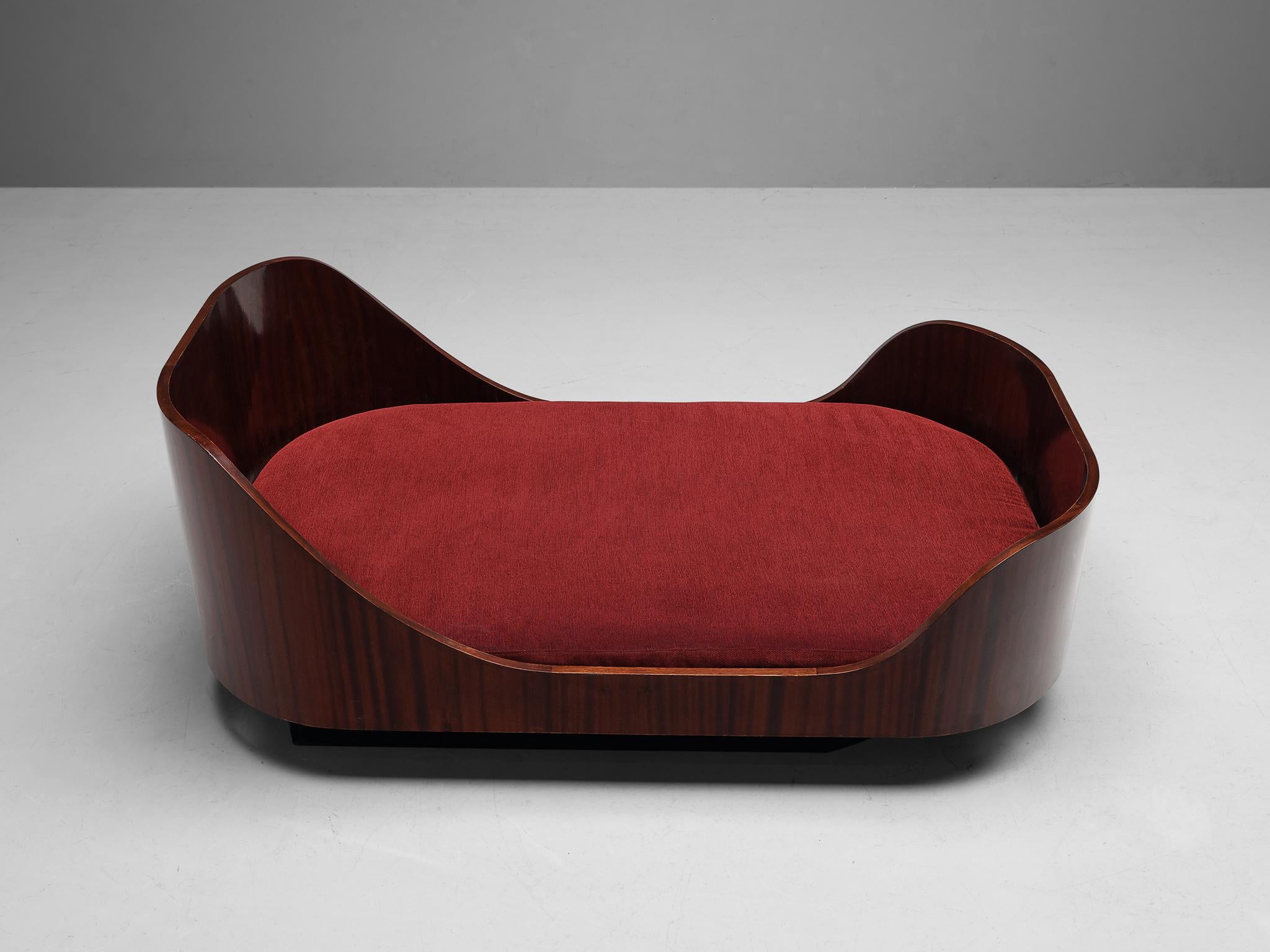 Art Deco Danish Bed in Maroon Mahogany 1